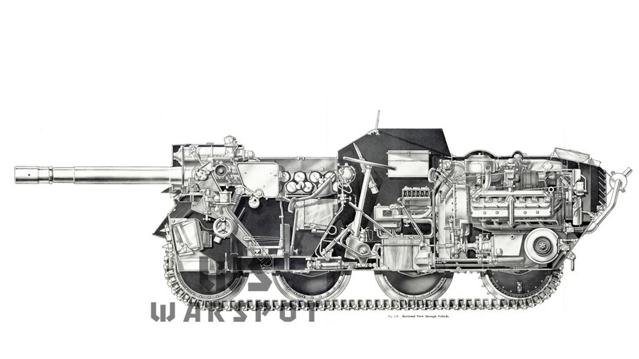 Cutaway view of the British light selfpropelled gun Alecto I Scrolller