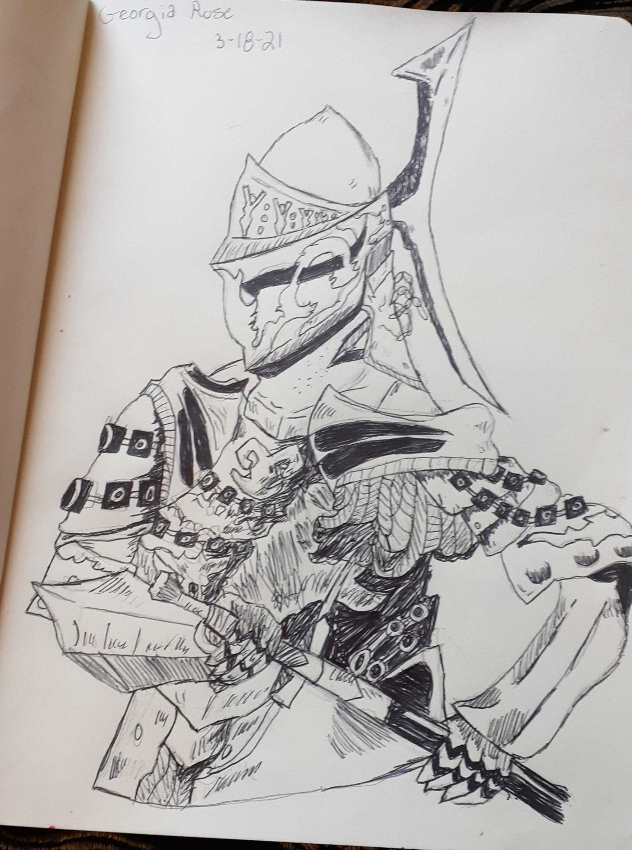Darkmoon Knightess, Firekeeper of Anor Londo, by Me, pen, 2021 Scrolller
