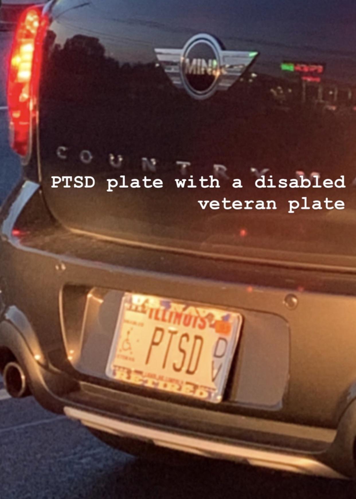 Disabled Veteran with PTSD license plate Scrolller