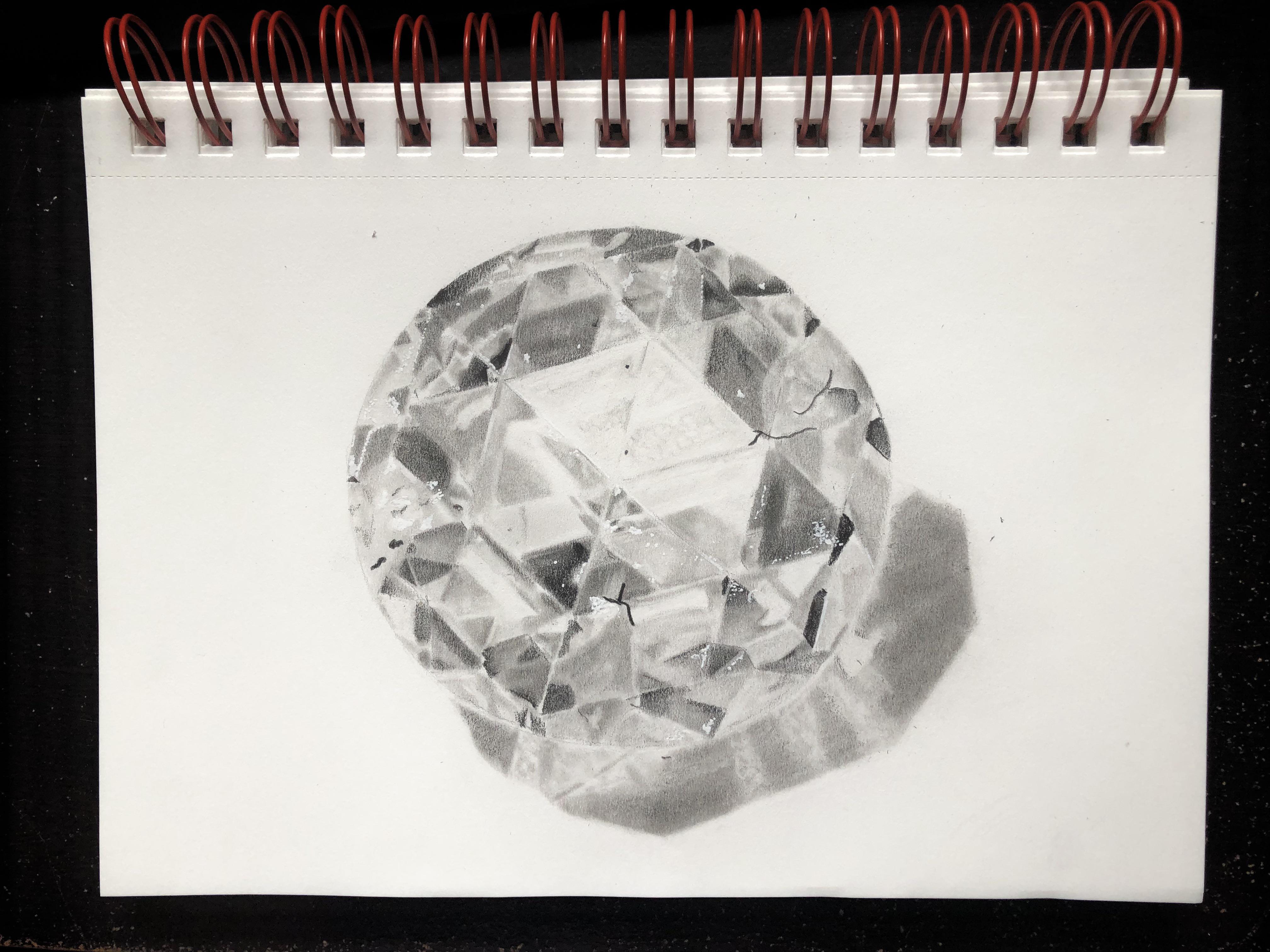 Drawing of a diamond. Done with pencil. | Scrolller