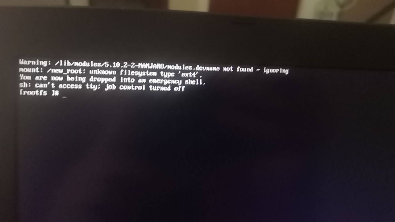 Failed to start Kernel Modules & Emergency Shell Scrolller
