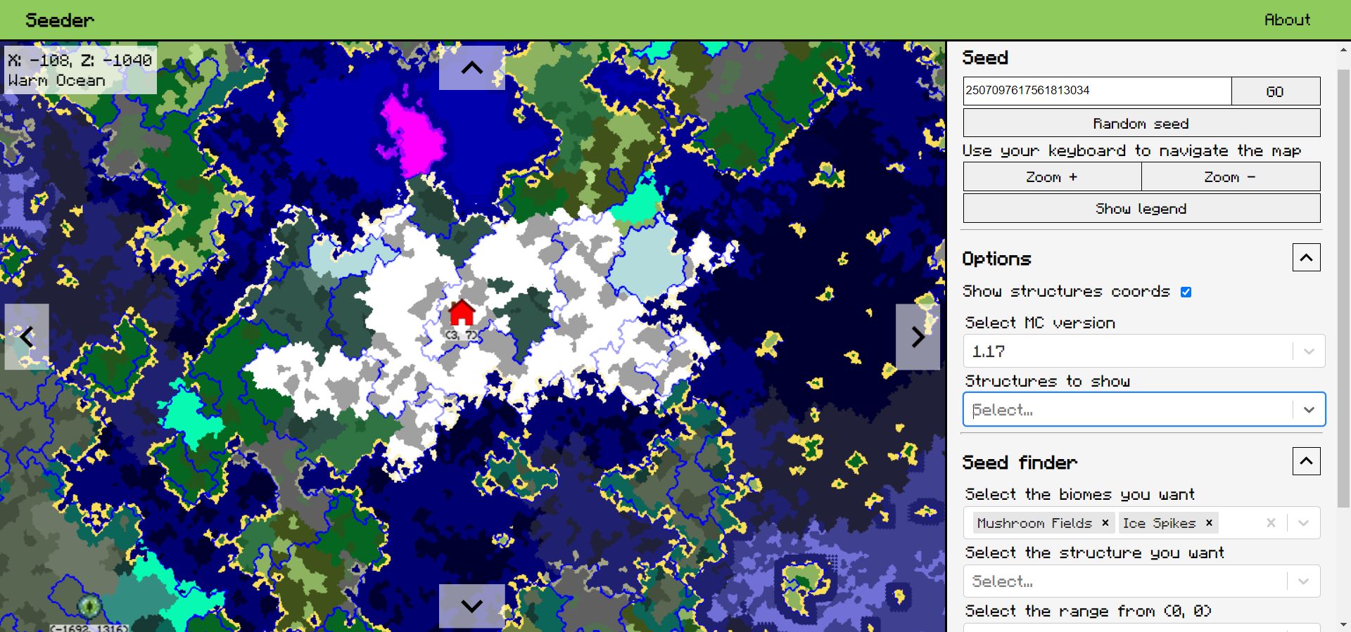 Find the perfect seed to start your new world! Using Seeder you can