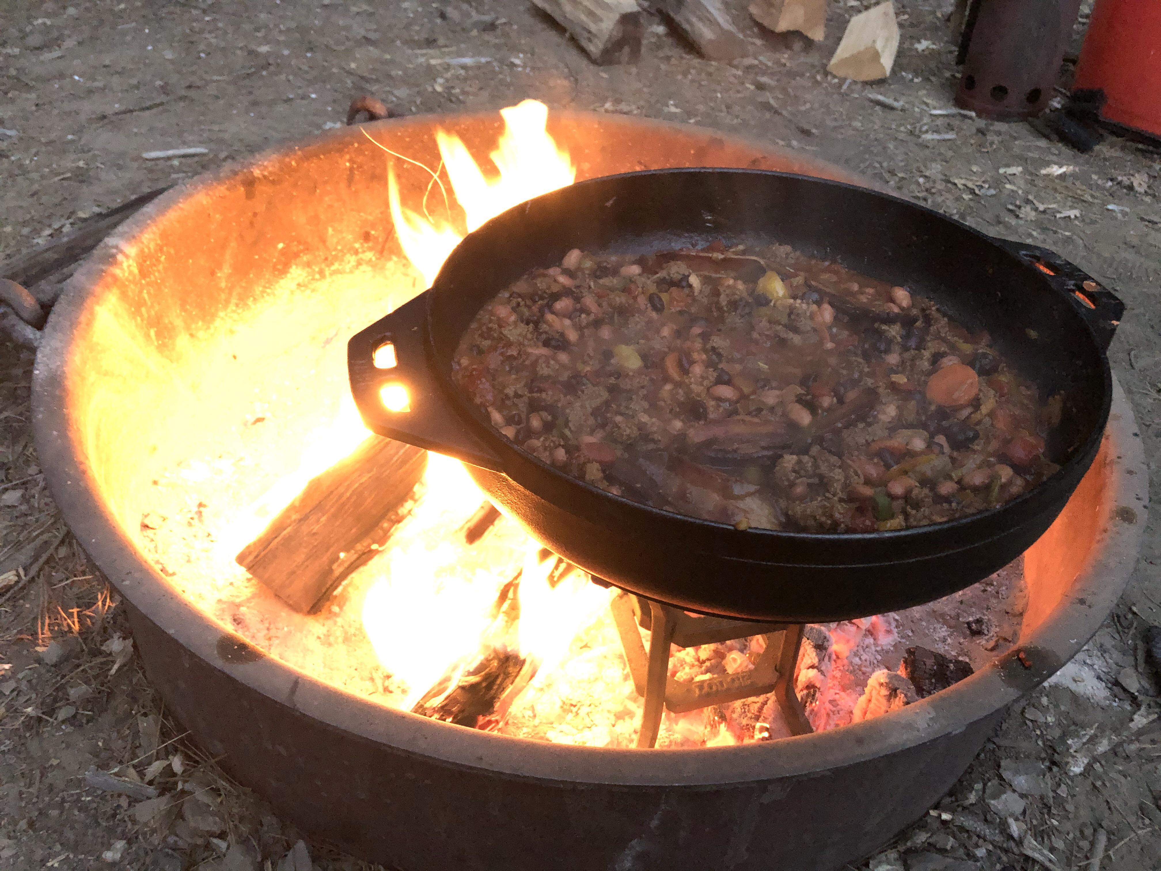 First time cooking chili over the campfire! | Scrolller