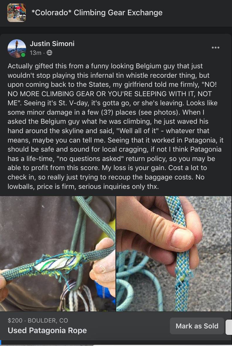 For Sale Used Patagonia Rope | Scrolller