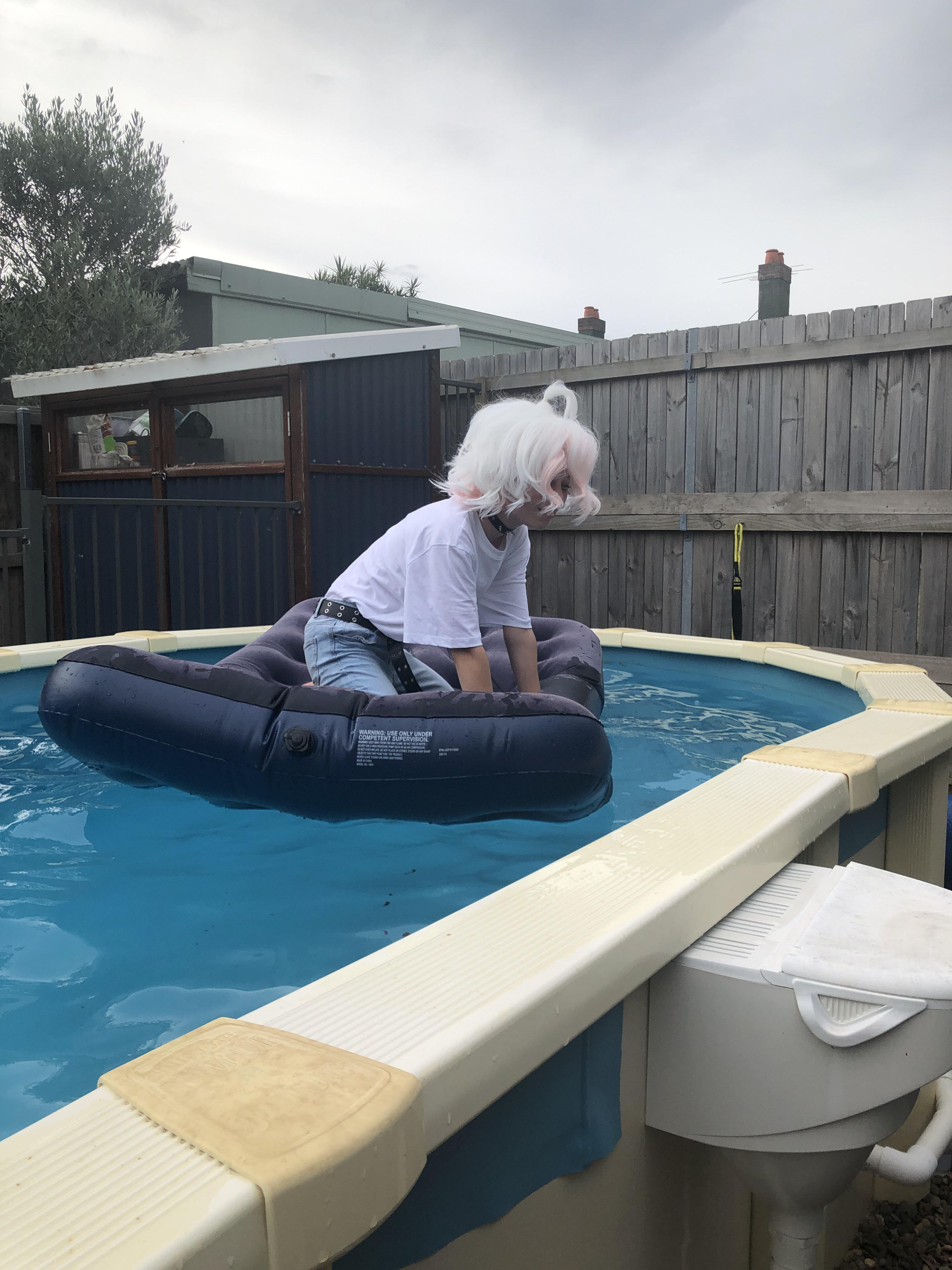 Getting stuck in the pool, fully clothed, while trying to film a ...