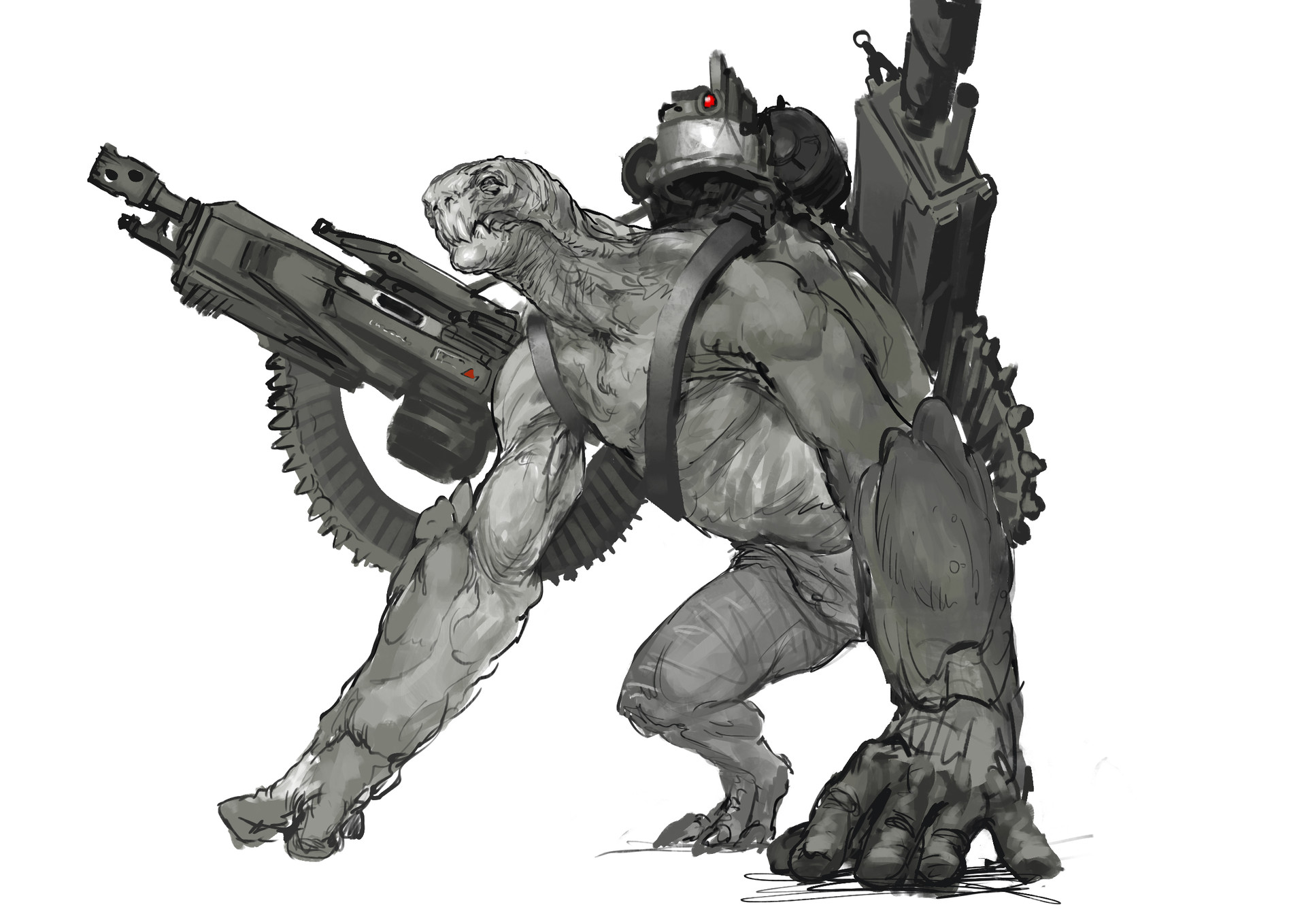 Giant Humanoid War Turtle Monster... with Guns by Charidimos Bitsakakis ...