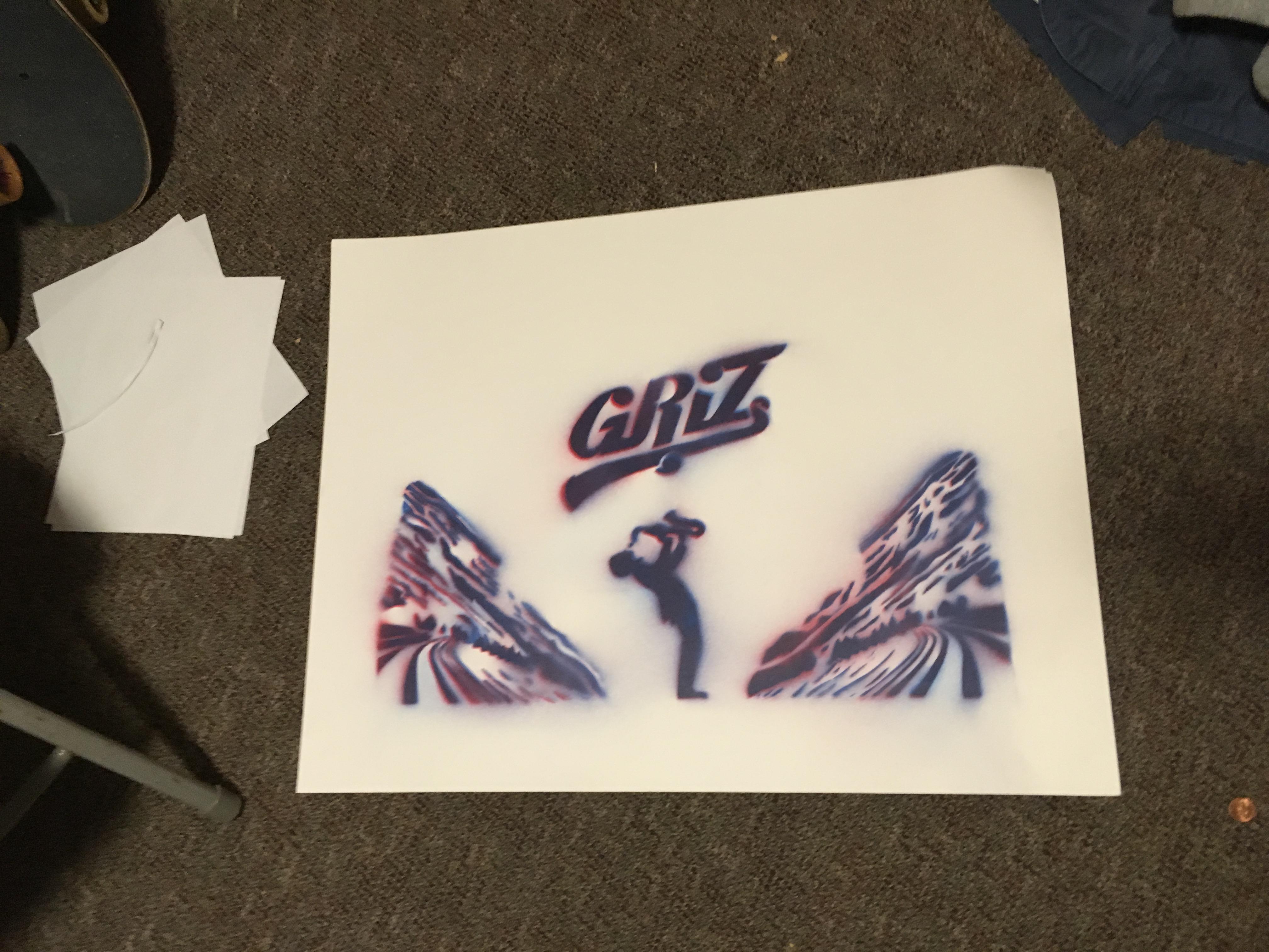 GRiZ poster I made to sell at the red rocks show. Original stencil and ...
