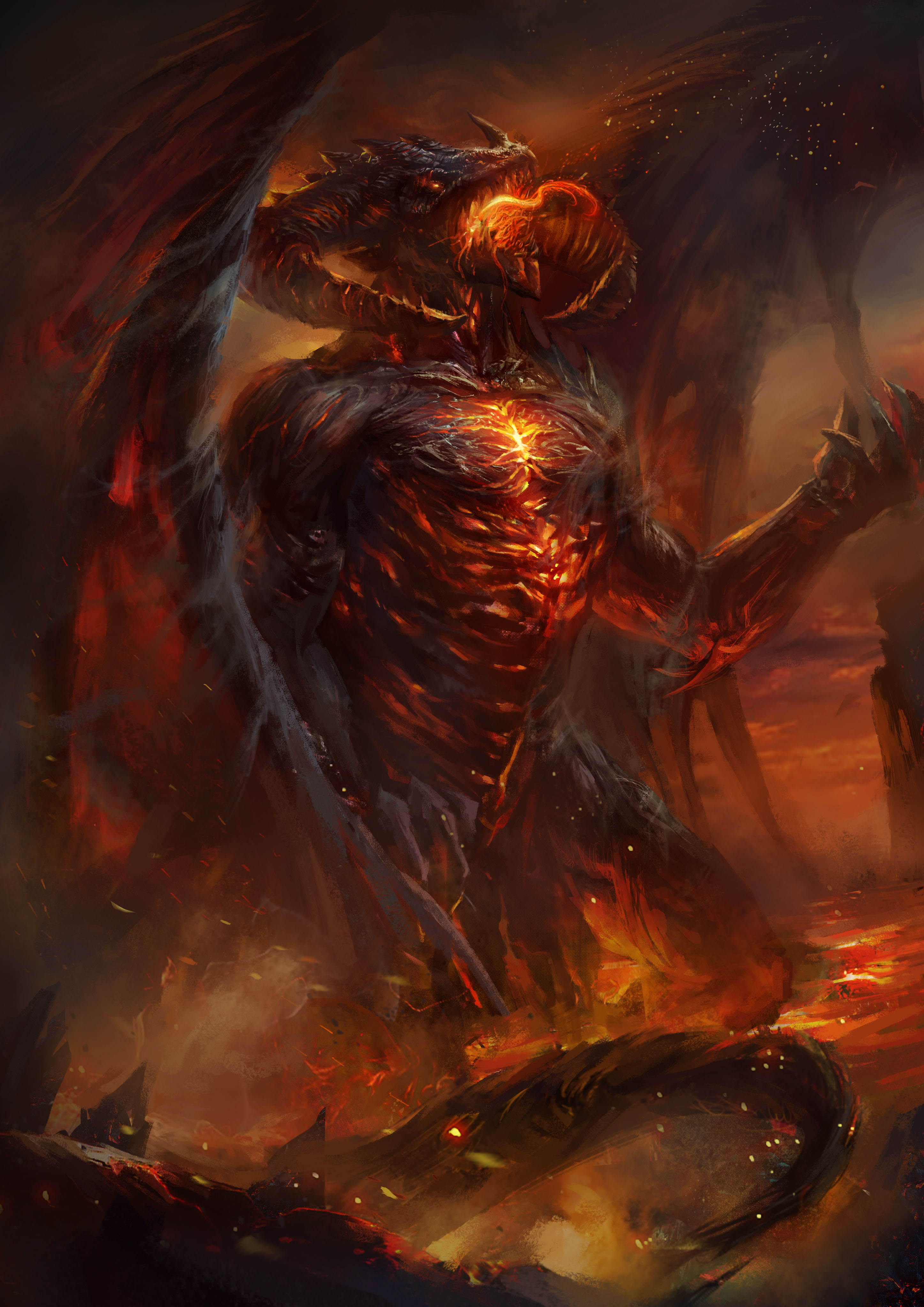 半龙恶魔 - Half Dragon Demon by Jayron Ju | Scrolller