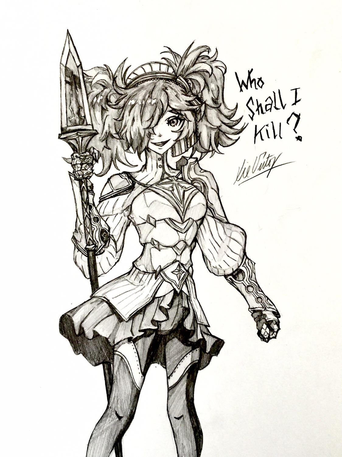 Here’s a drawing of Peri, who used to be one of my main characters ...