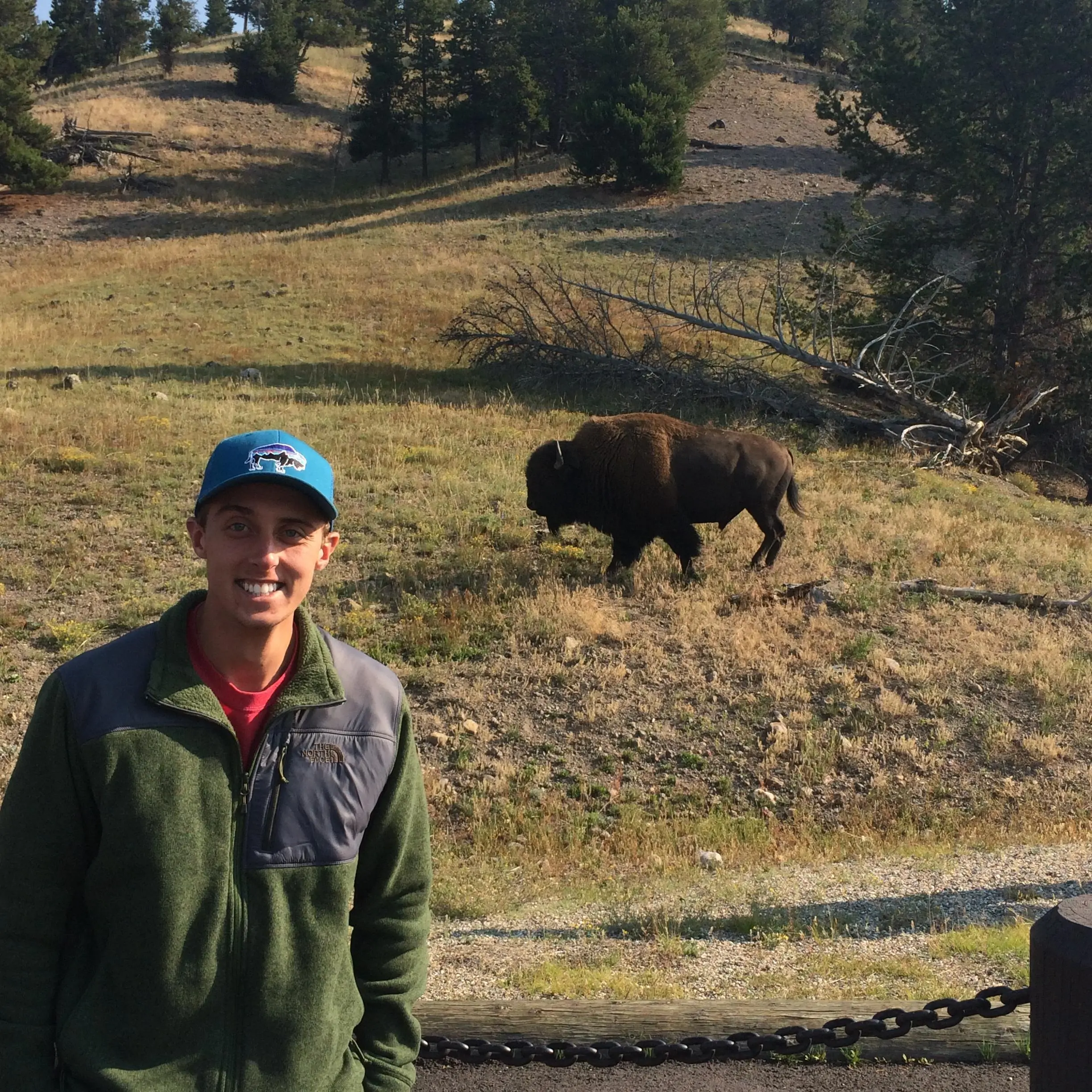 Here's a Bison and me wearing a Bison hat facing a Bison. What a joy it ...