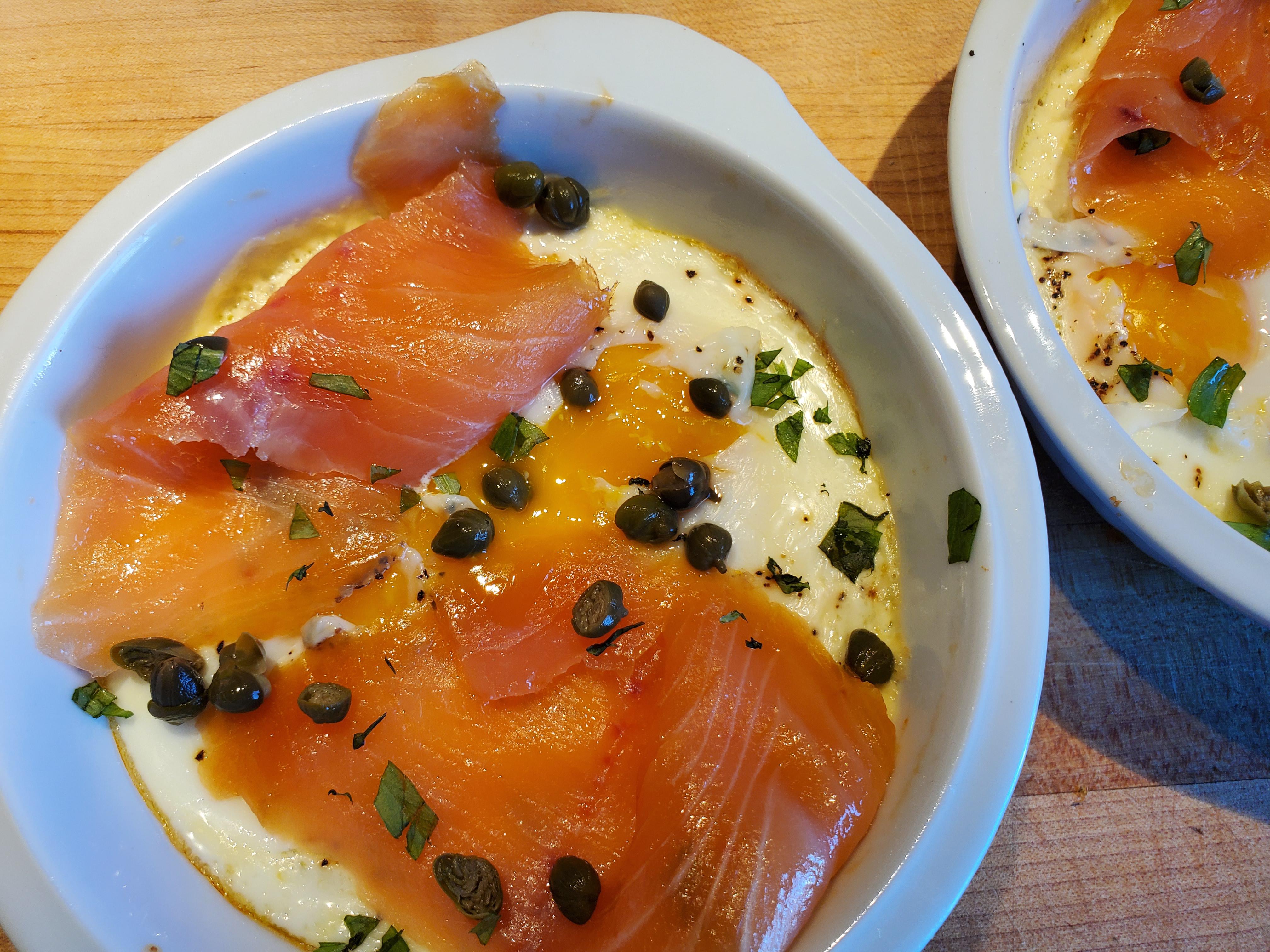 [Homemade] Oeufs en Cocotte with smoked salmon and capers Scrolller