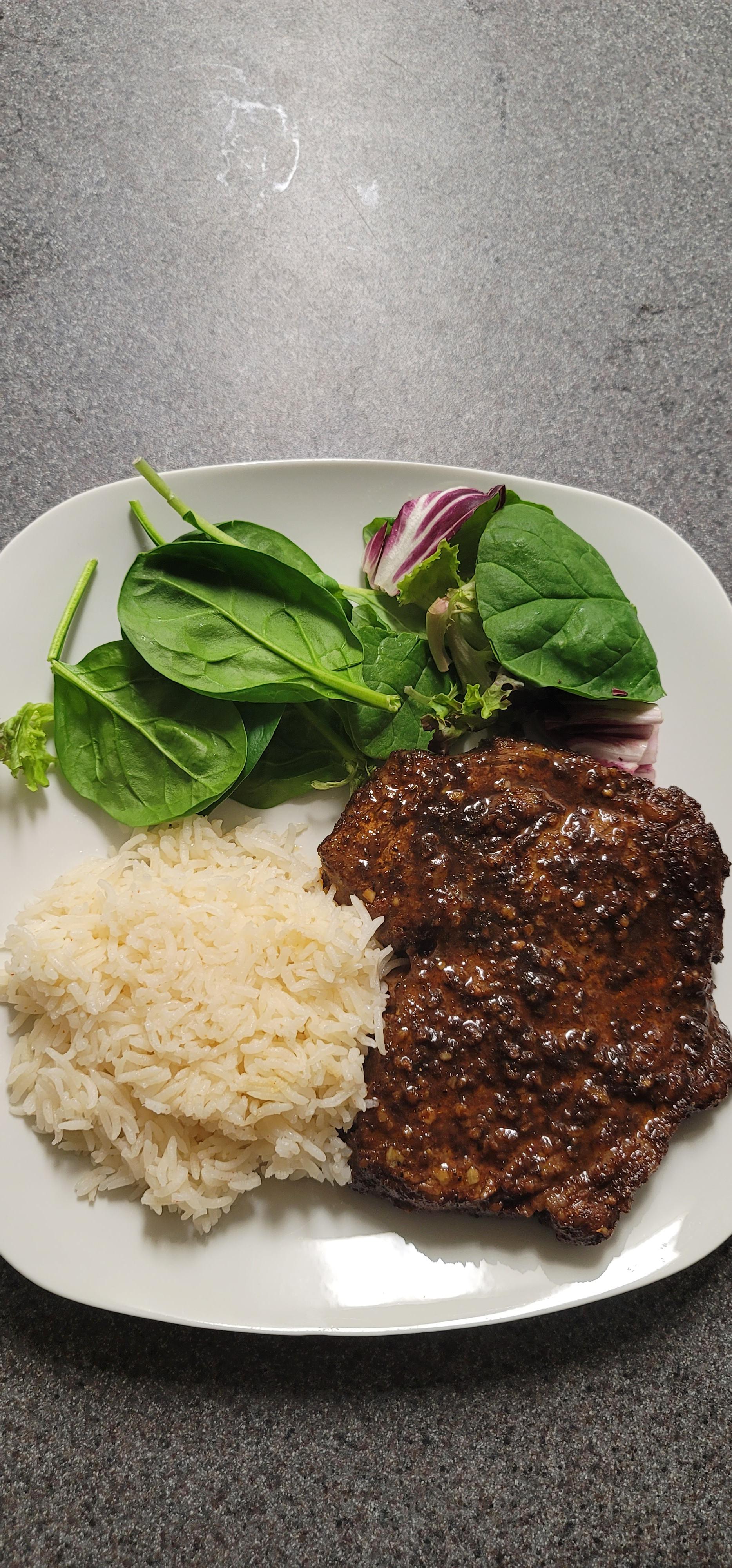 [Homemade] Reverse-seared Ribeye with Peppered Basmati Rice | Scrolller