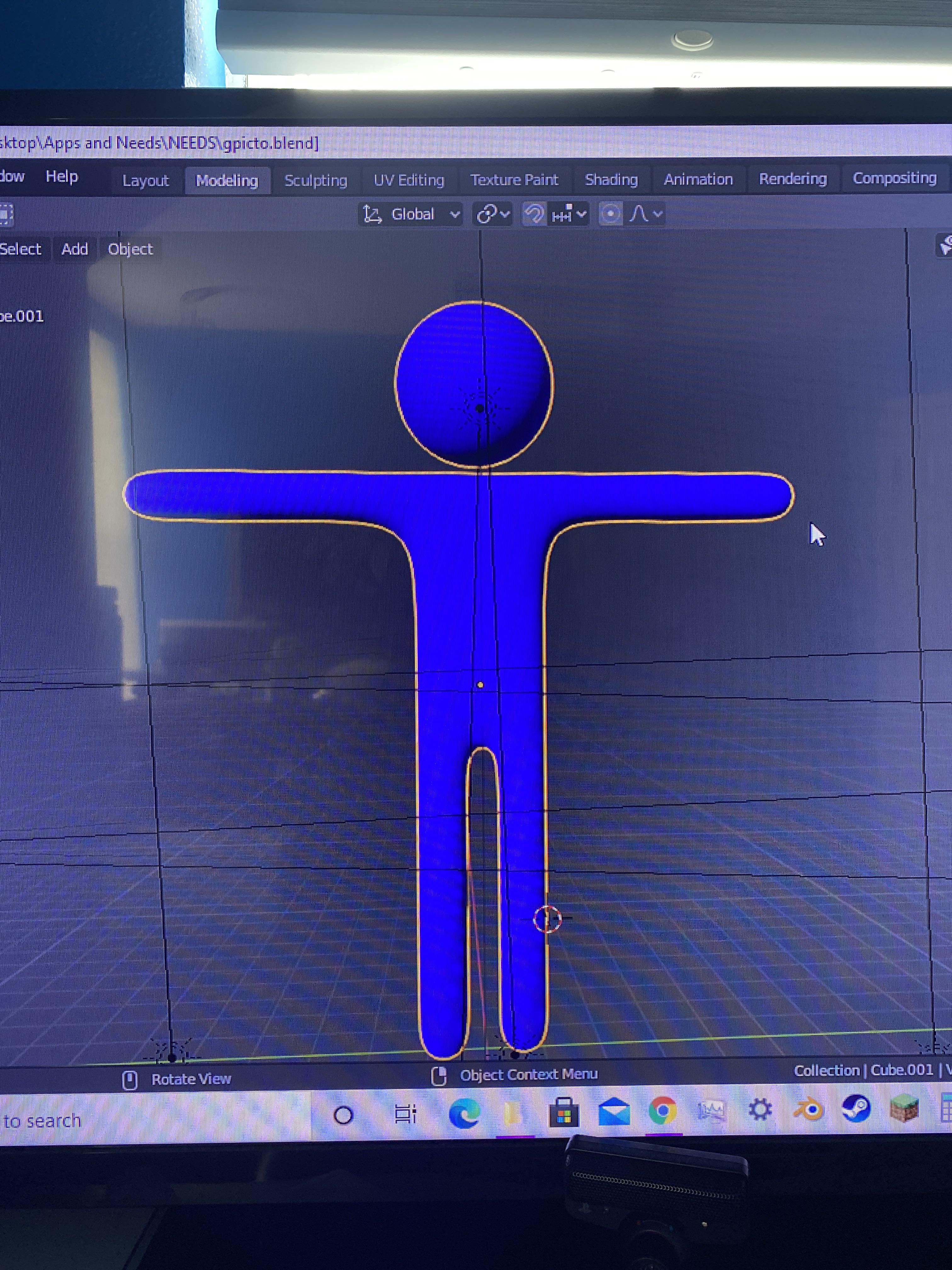How do I rig this pictogram model I made cause when I try and move the ...