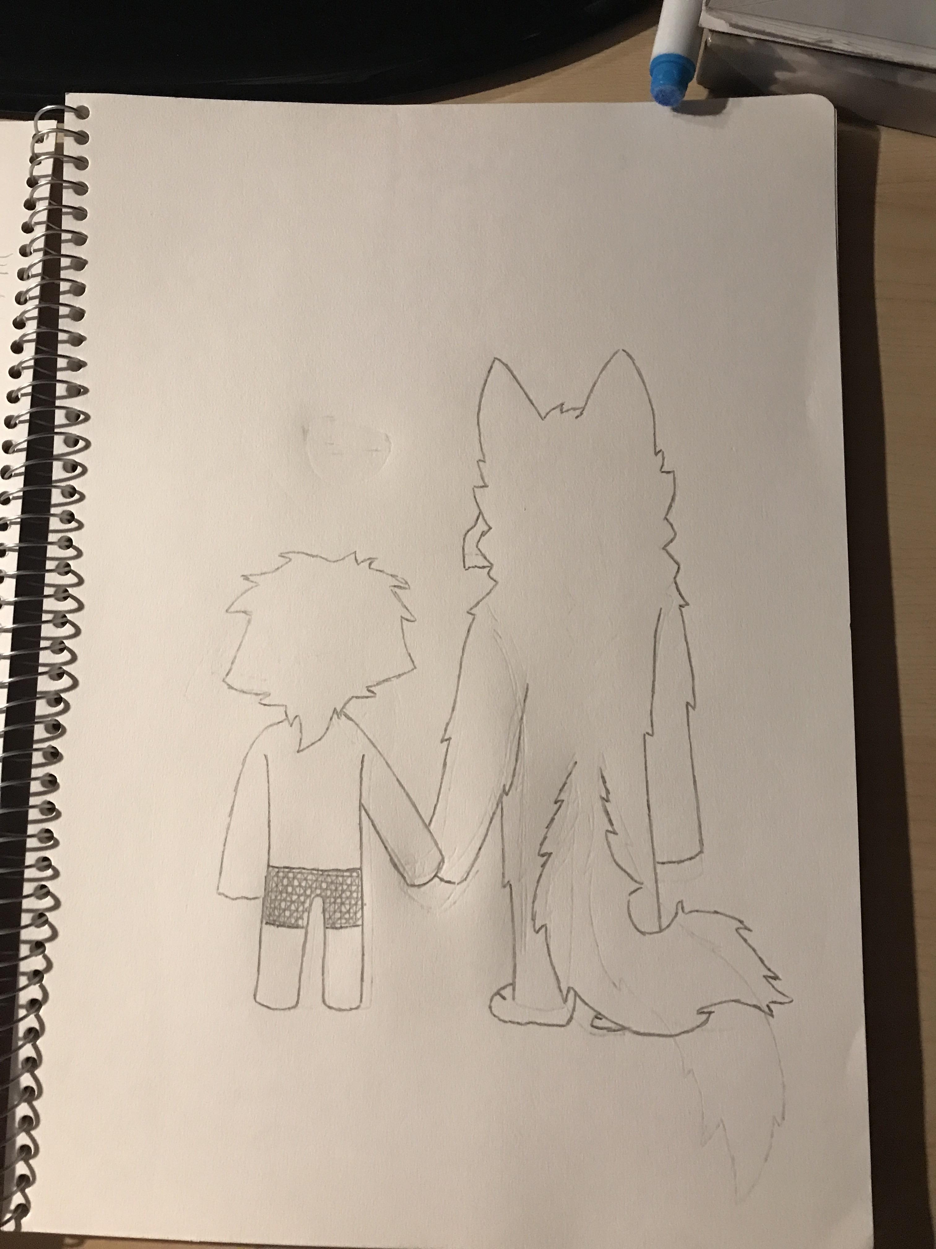 I drew a cute image of Colin and Puro holding hands... I don’t know how ...