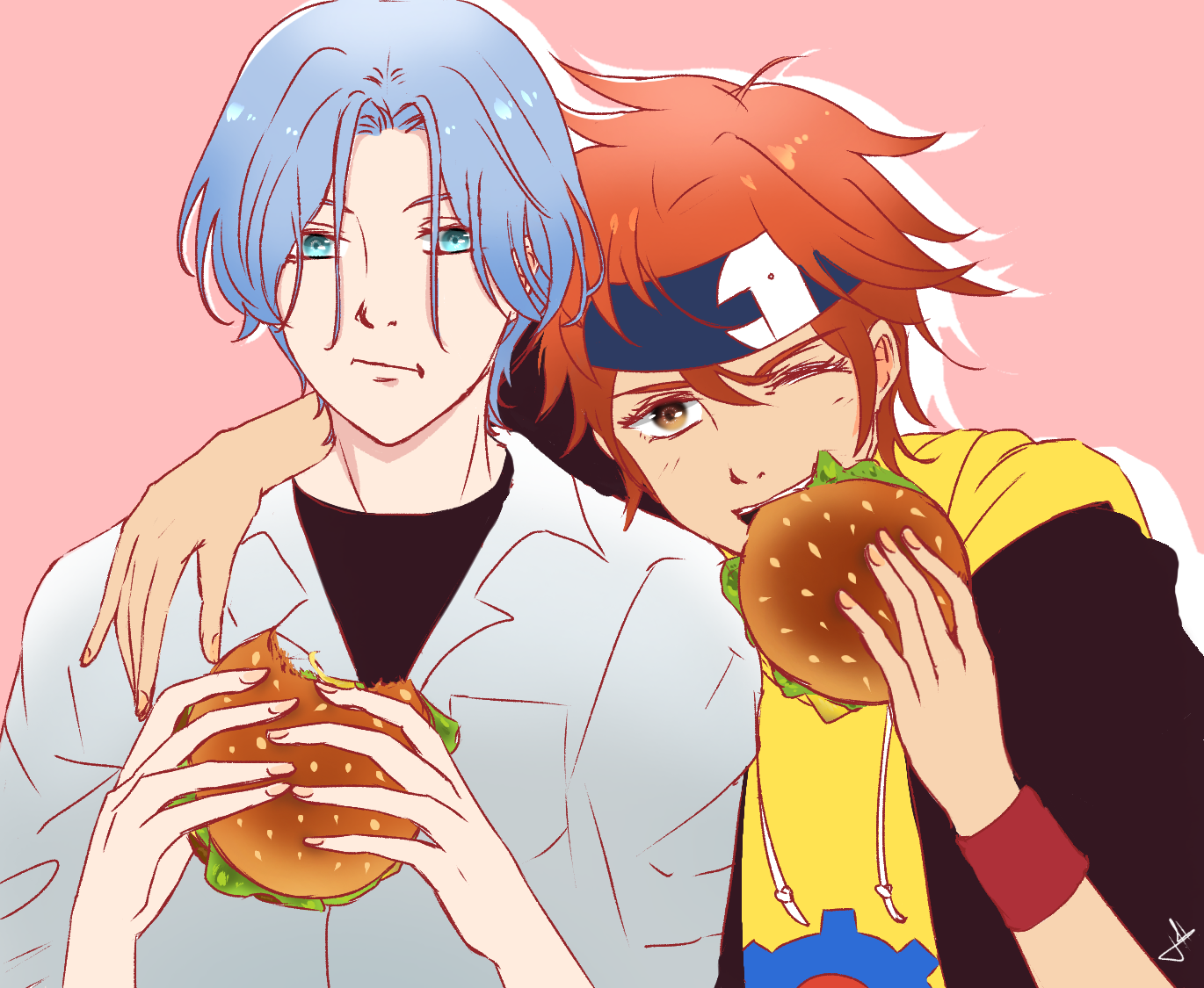 I drew Langa and Reki eating burgers 🍔 | Scrolller