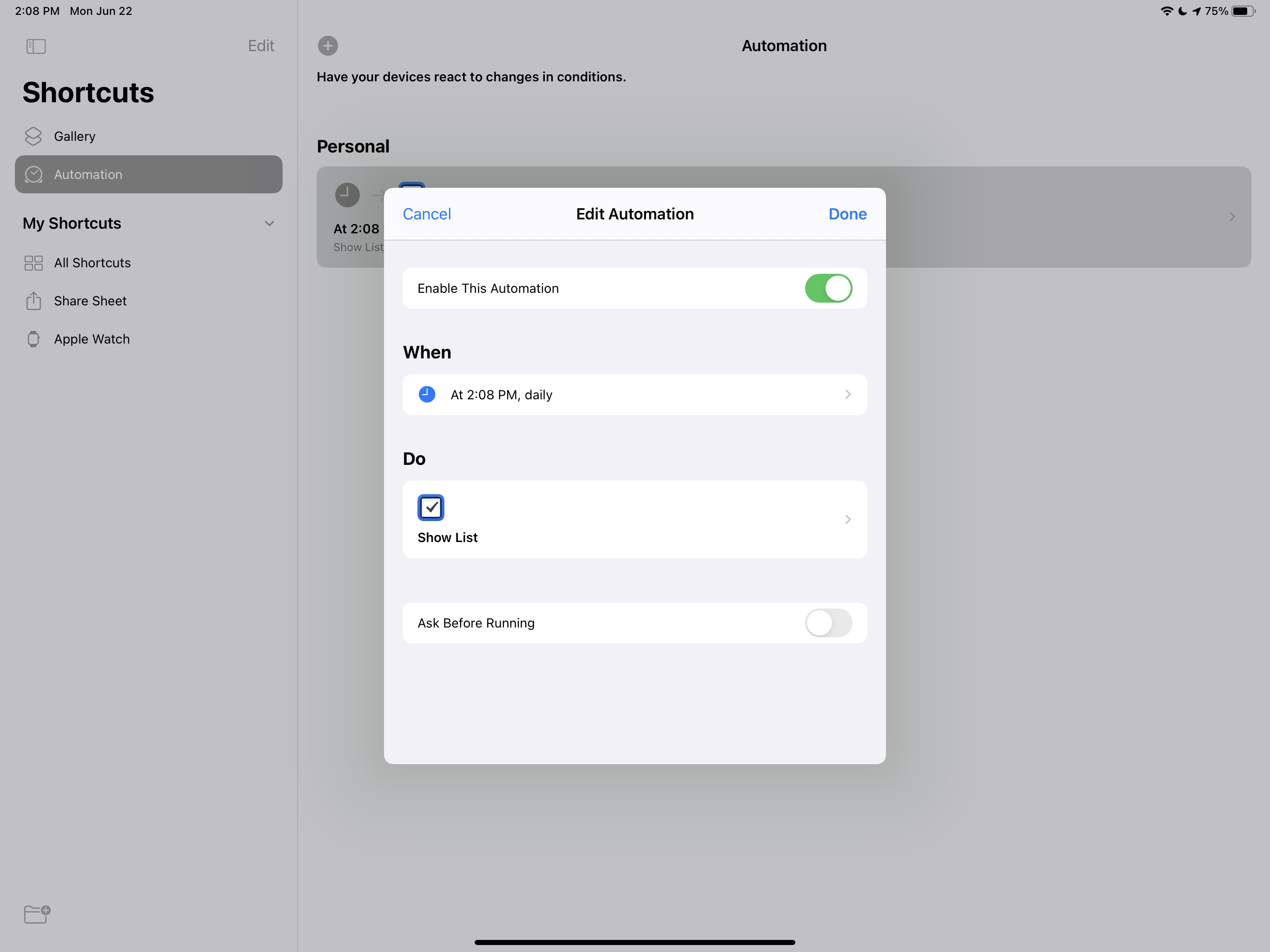 In iOS 14, timebased Shortcut automations can now trigger