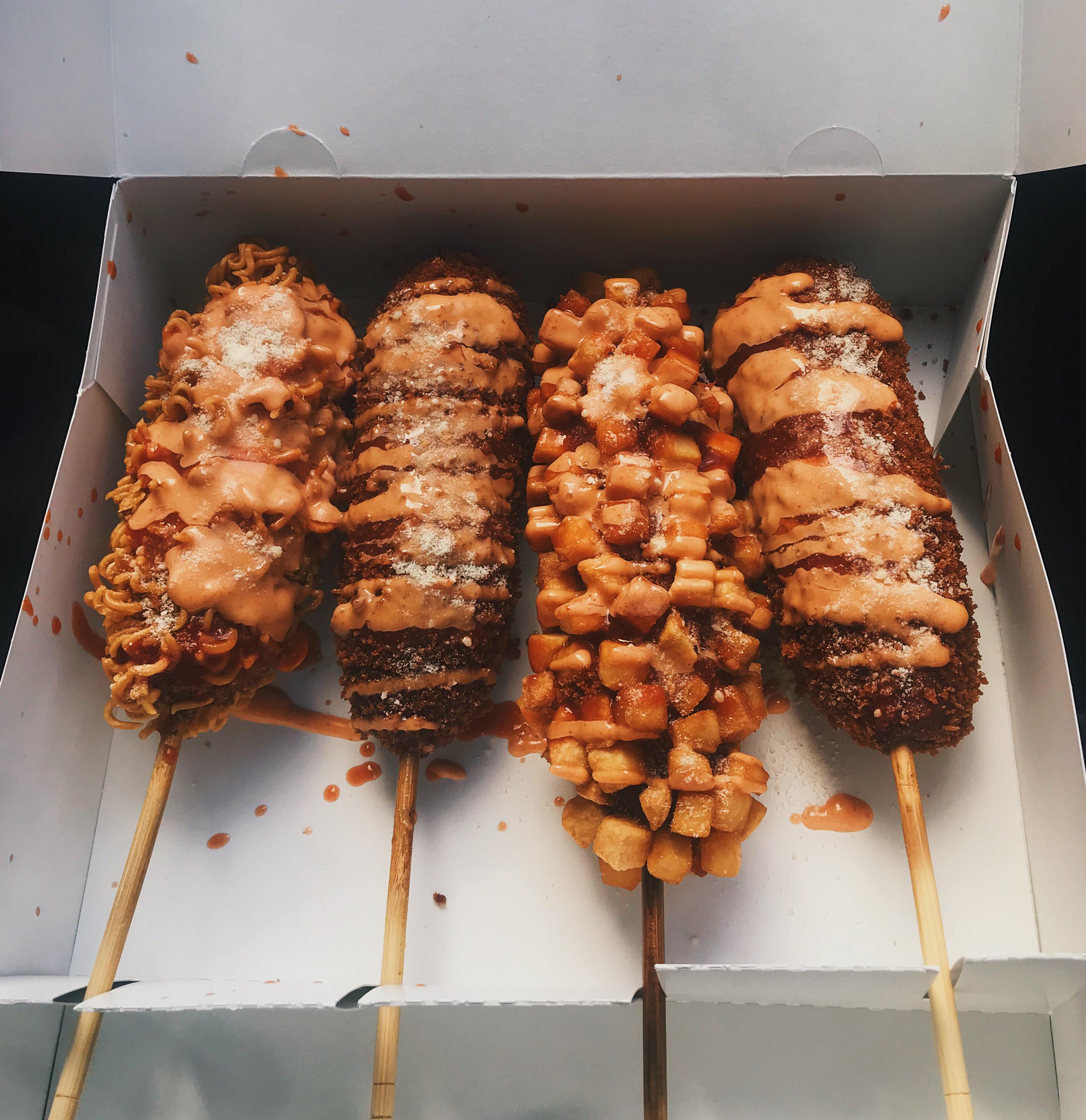 Korean rice hot dogs from Chungchun Rice Dog! | Scrolller