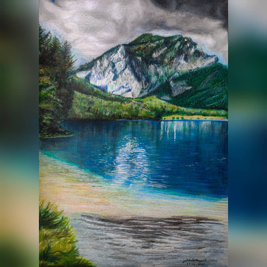 Landscape Drawing With Colour Pencils Scrolller