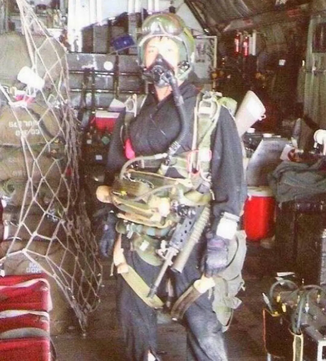 Larry K Allen from US 75th Ranger Regiment on a jump whilst with B ...
