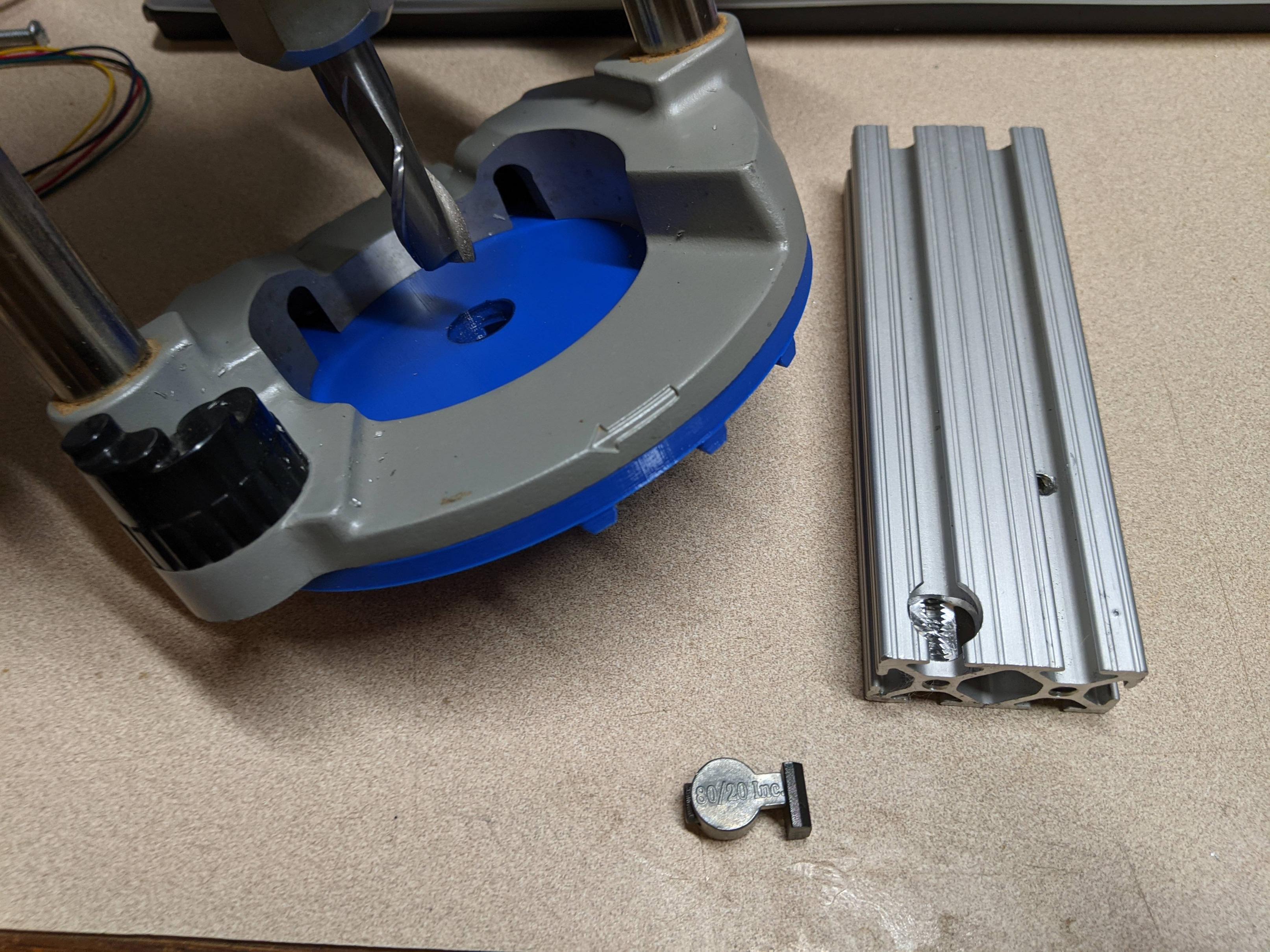Made a 3D printed jig for my plunge router to bore out an anchor ...