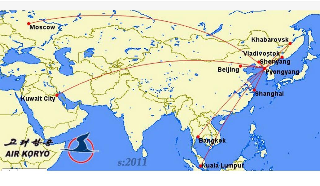 Map of Air Koryo flights | Scrolller