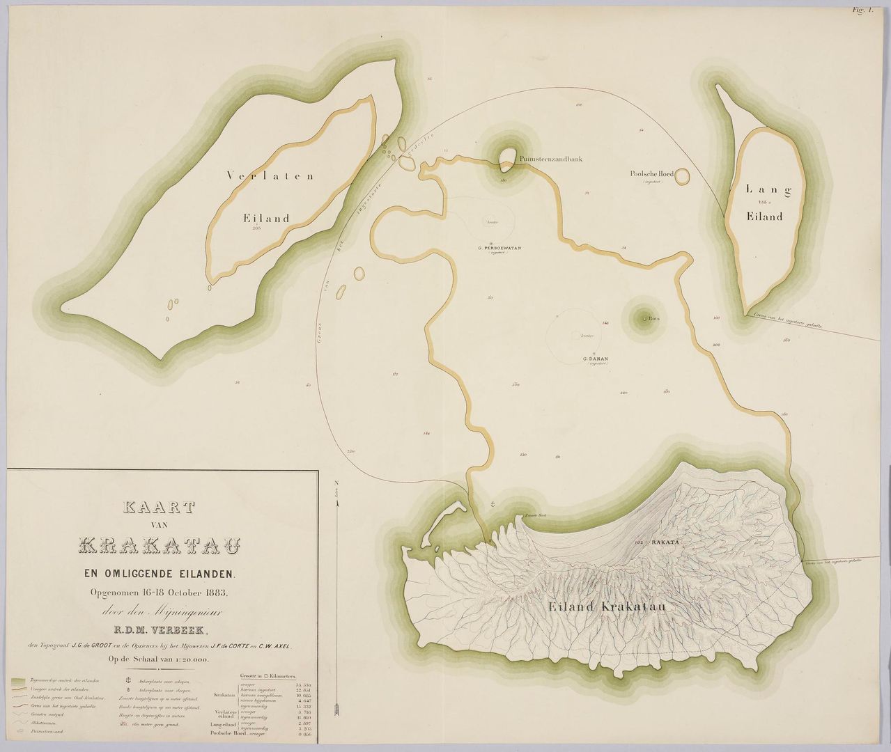 Map of the 1883 Eruption of Krakatoa, Showing the Islands Nearest the ...