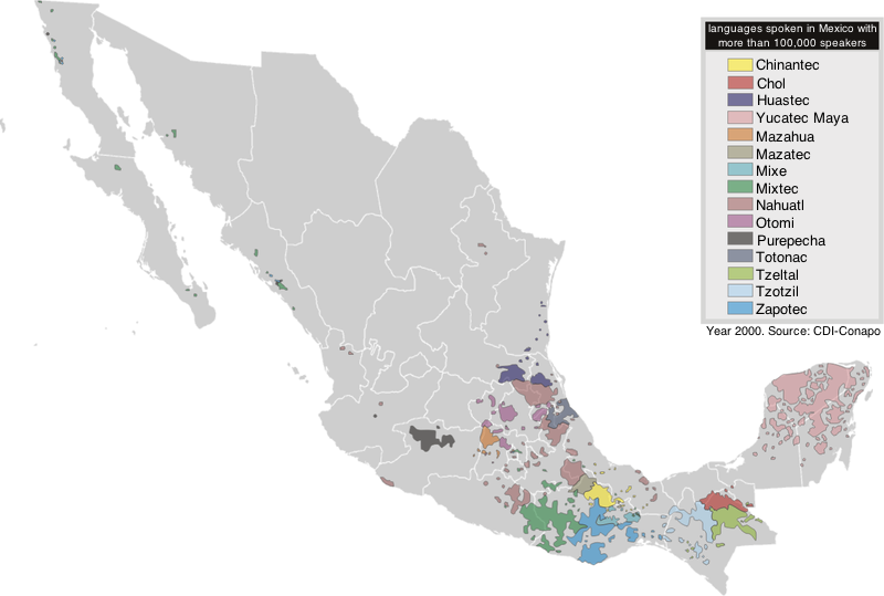 Map of various Indigenous Languages in Mexico | Scrolller