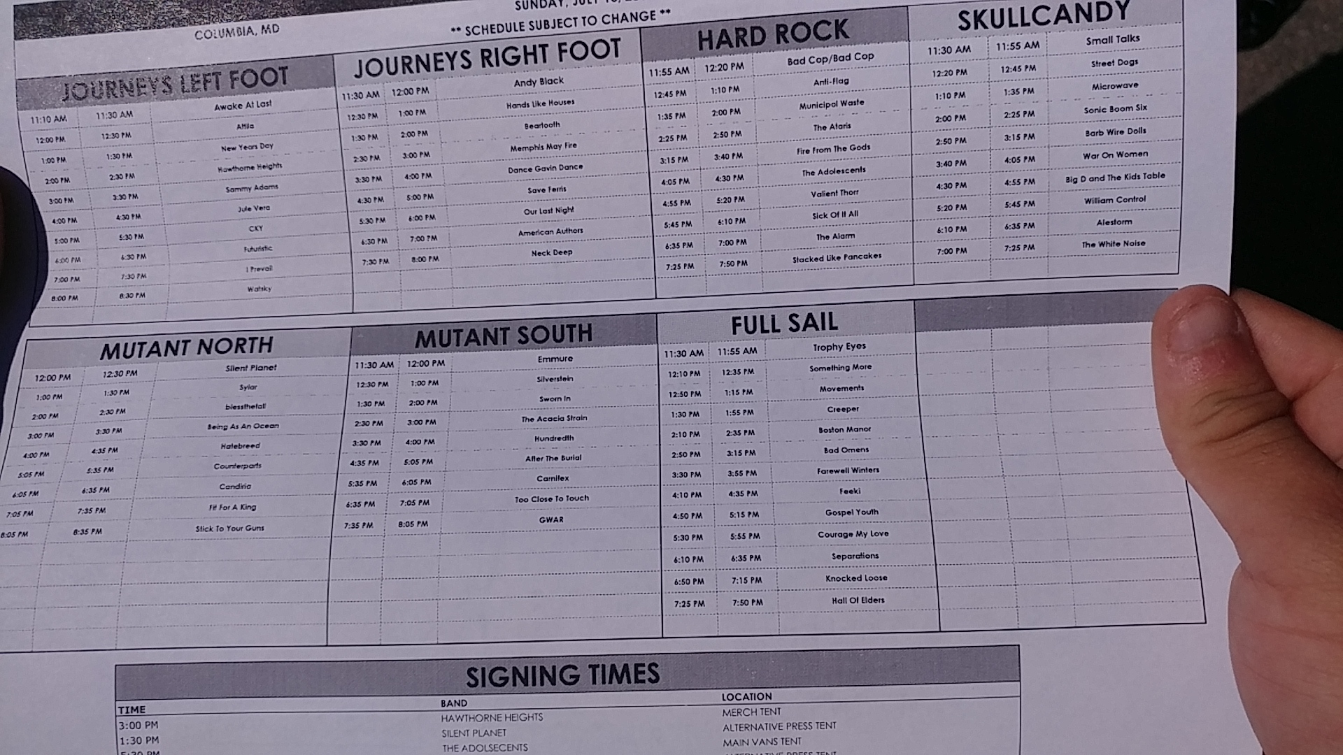 Merriweather Columbia MD Schedule Scrolller