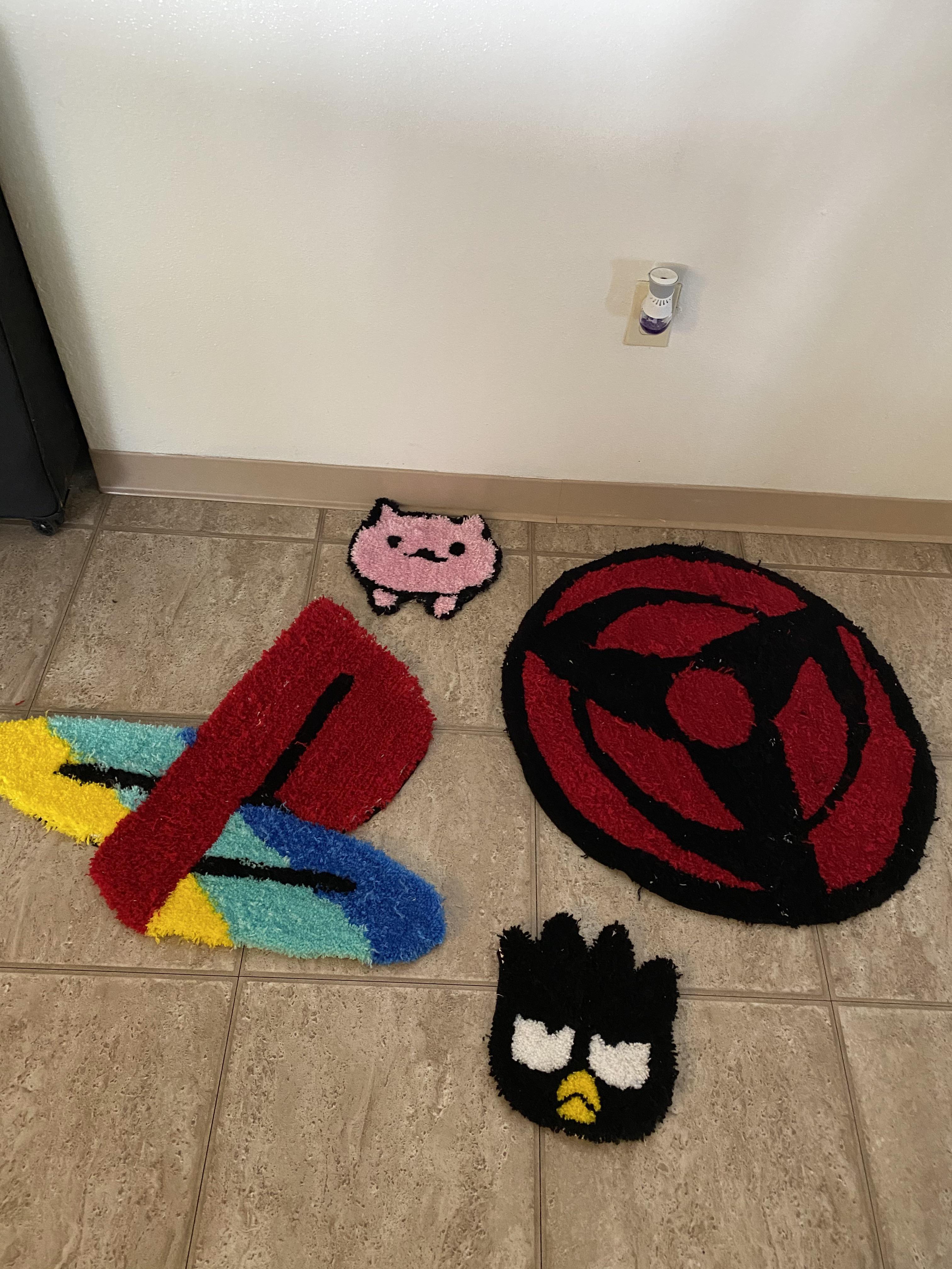 Sharingan Rug Pattern Mini rugs by wife. PS logo and Mangekyo Sharingan I made | Scrolller