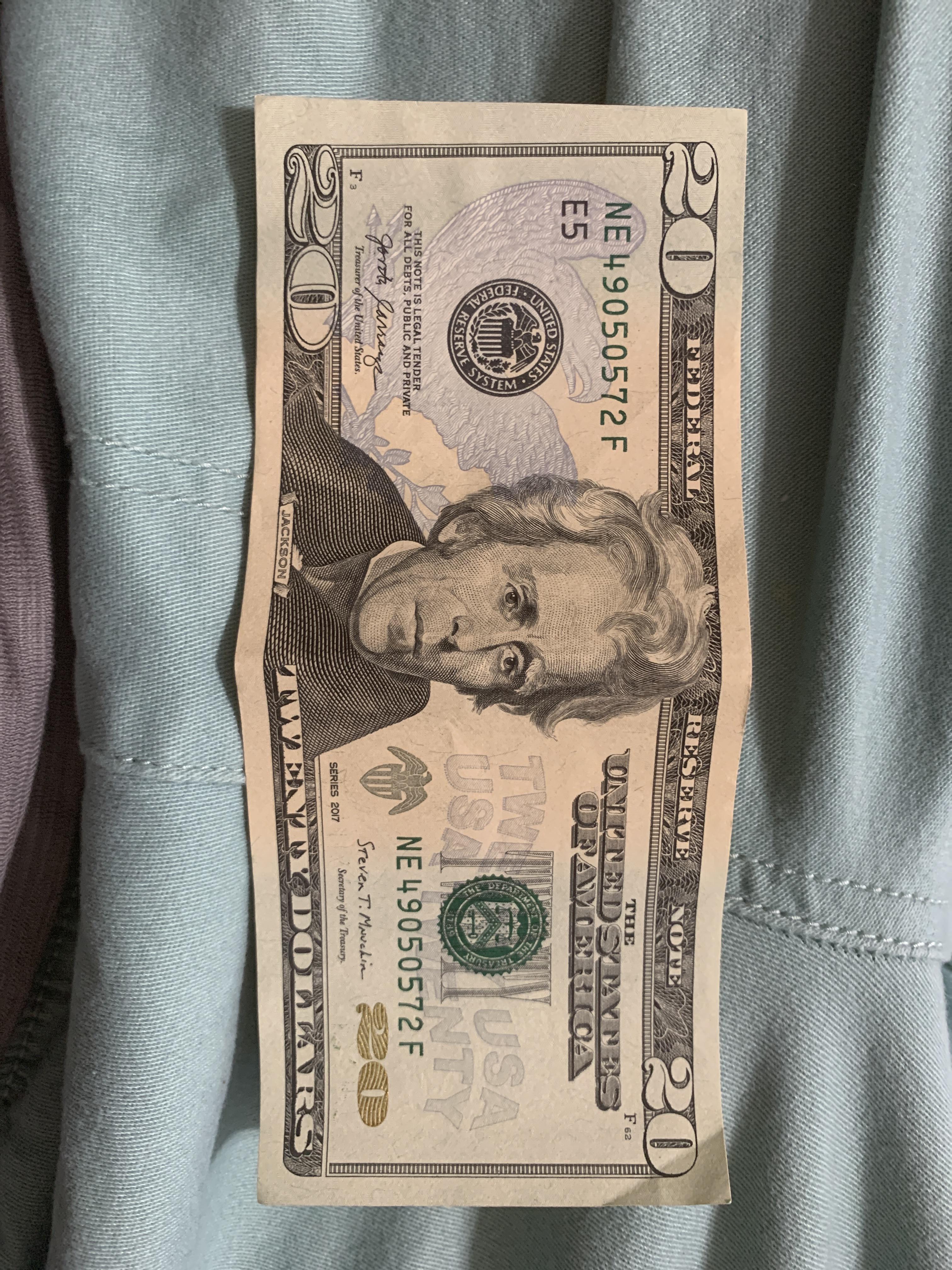 Miscut $20 Bill, Left Side Bottom Is Farther Out. | Scrolller