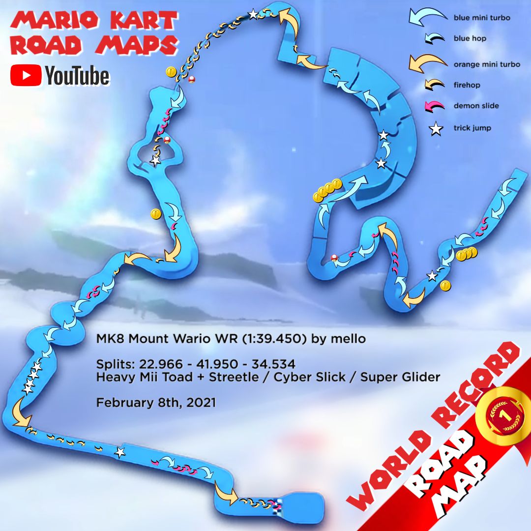 [MK] Mount Wario WR Road Map - Video on Youtube: Mario Kart Road Maps ...