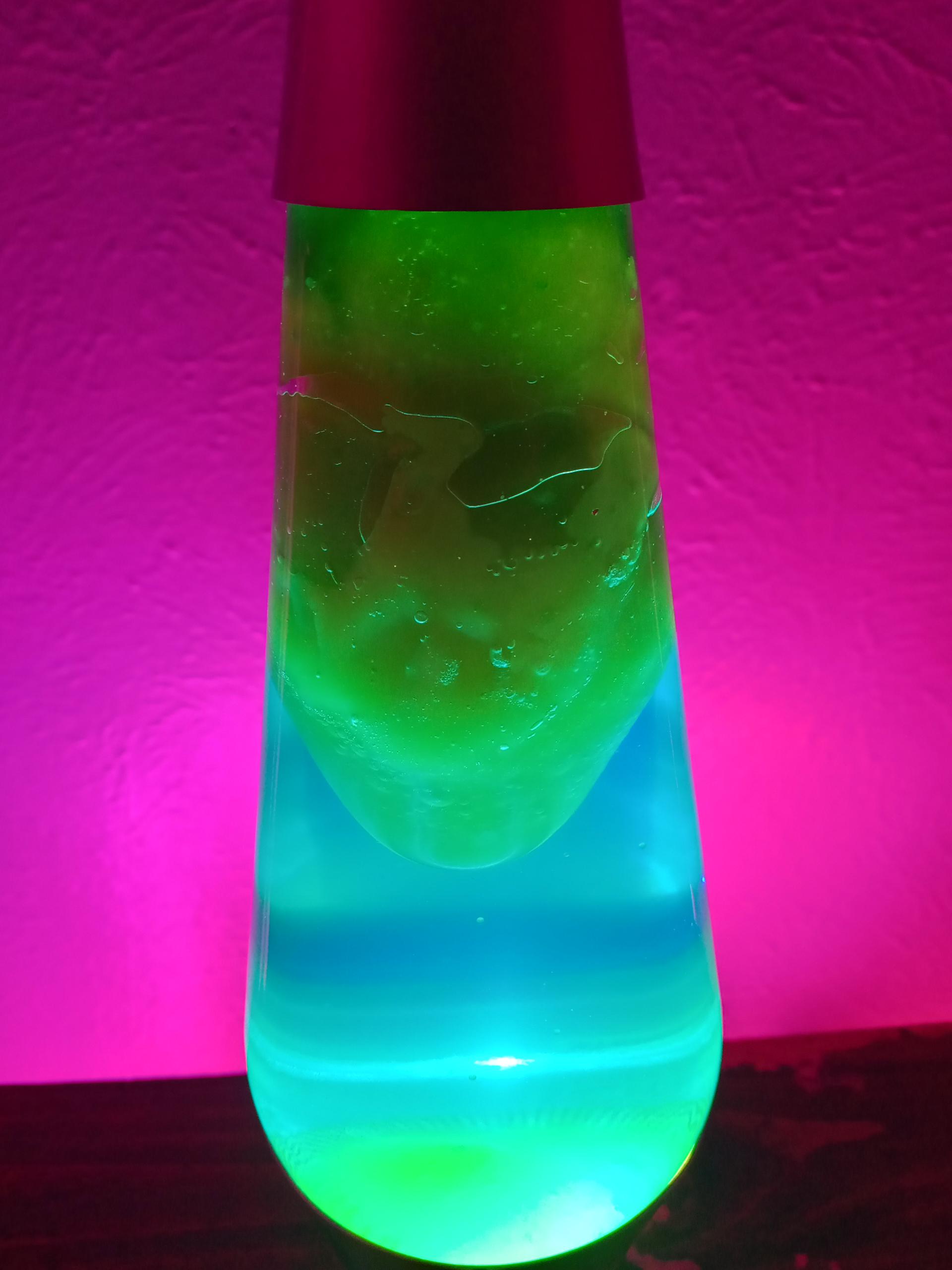 My lava lamp has one big clump at the top that won't move, what do