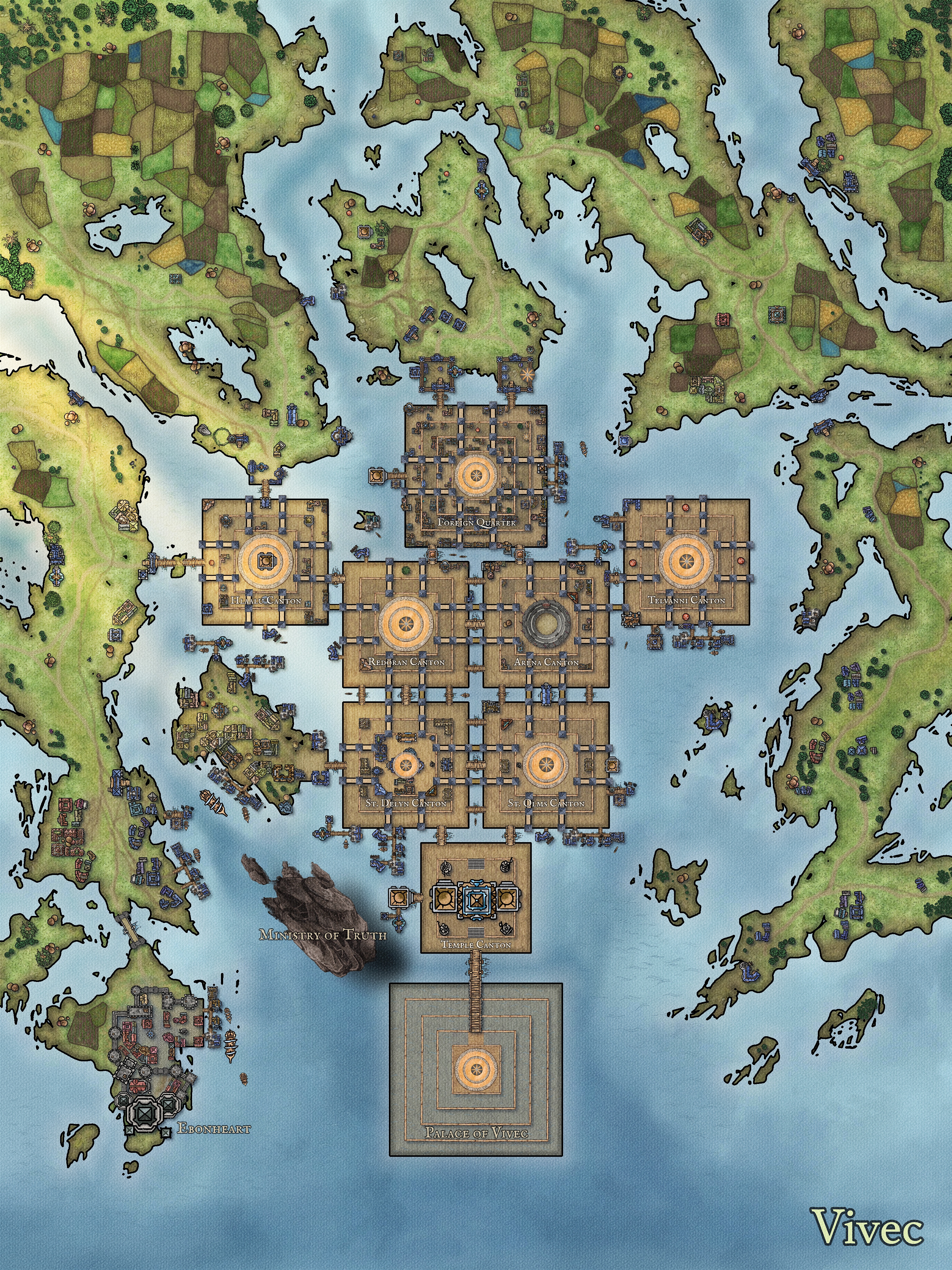 My map of Vivec for a D&D campaign. | Scrolller