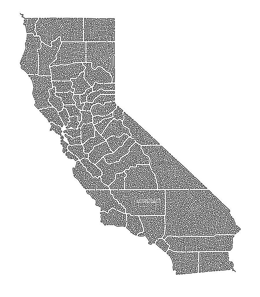 My one line drawing of California and counties | Scrolller