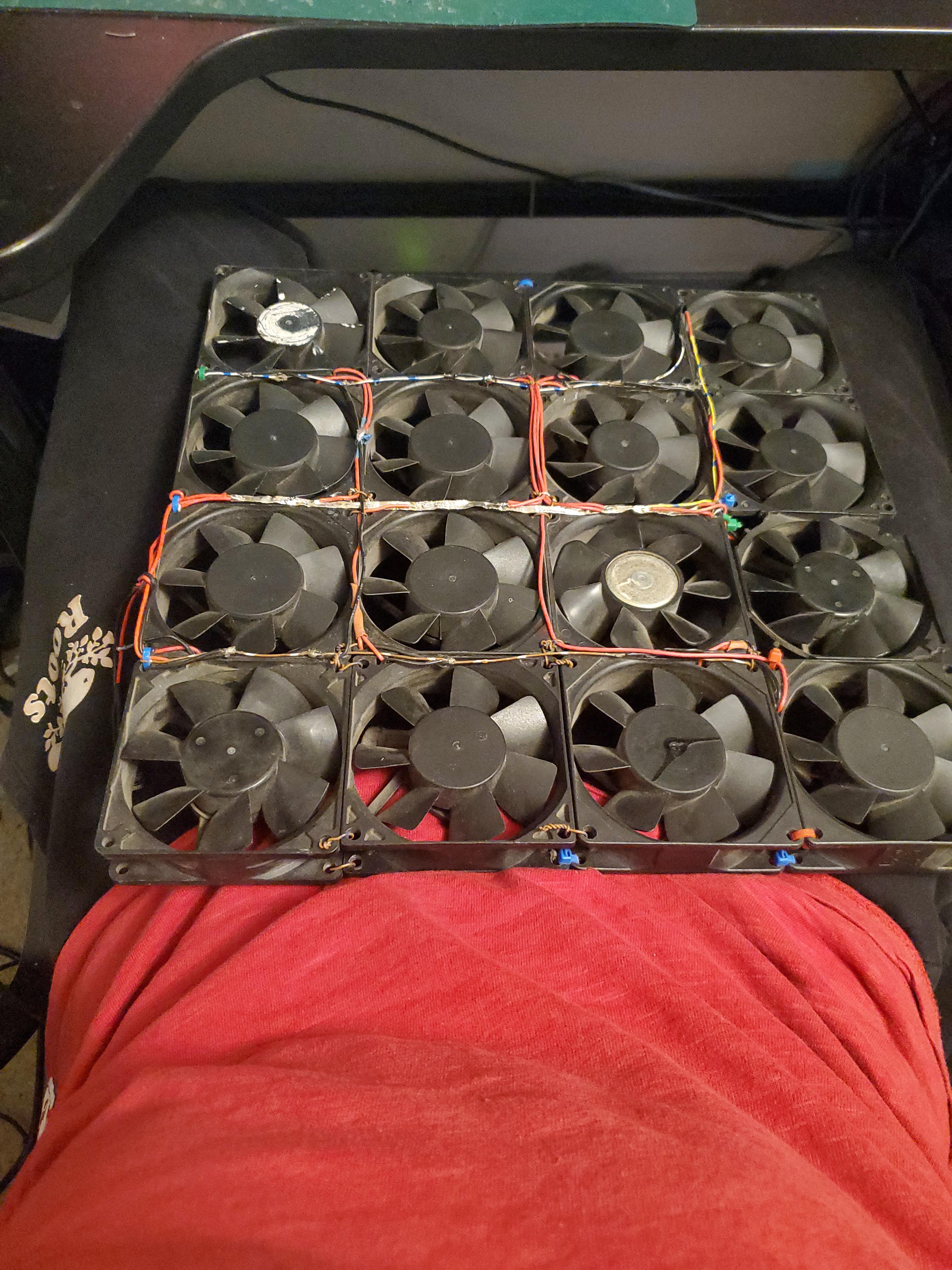 My window fan. Made from 12 salvaged computer fans. | Scrolller
