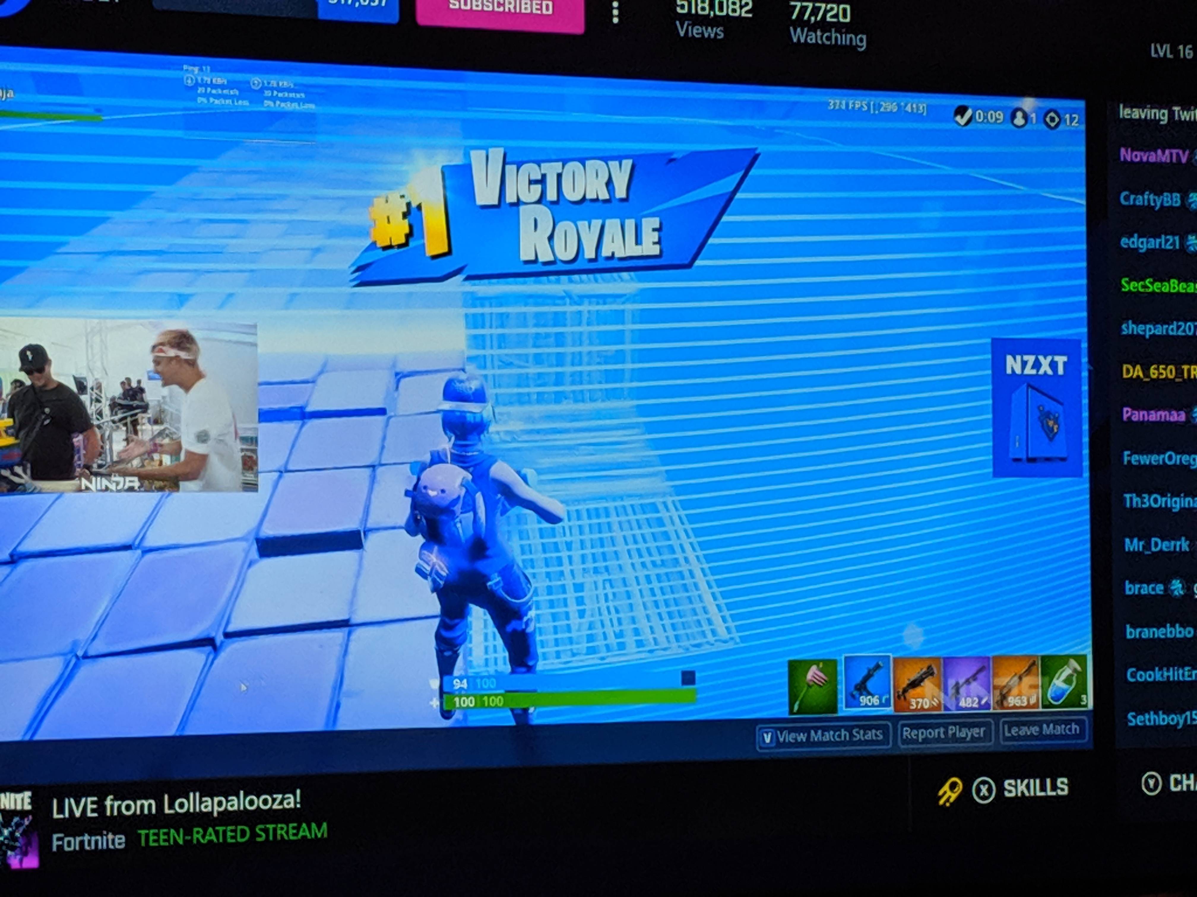 Ninjas First Game On Mixer He Gets A Victory Royale Scrolller