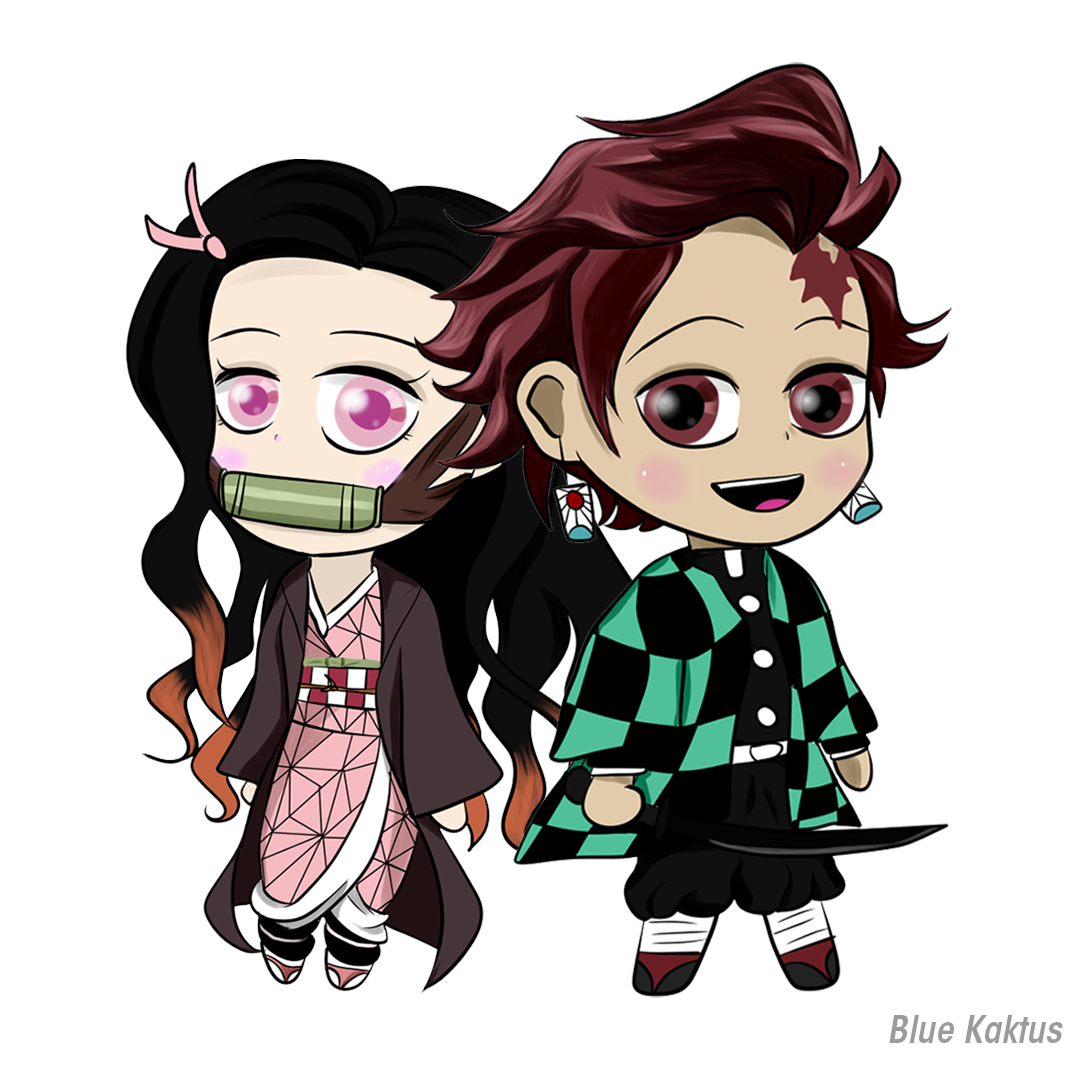 [NO SPOILER] Tanjiro and Nezuko in chibi style by me. Software : paint ...