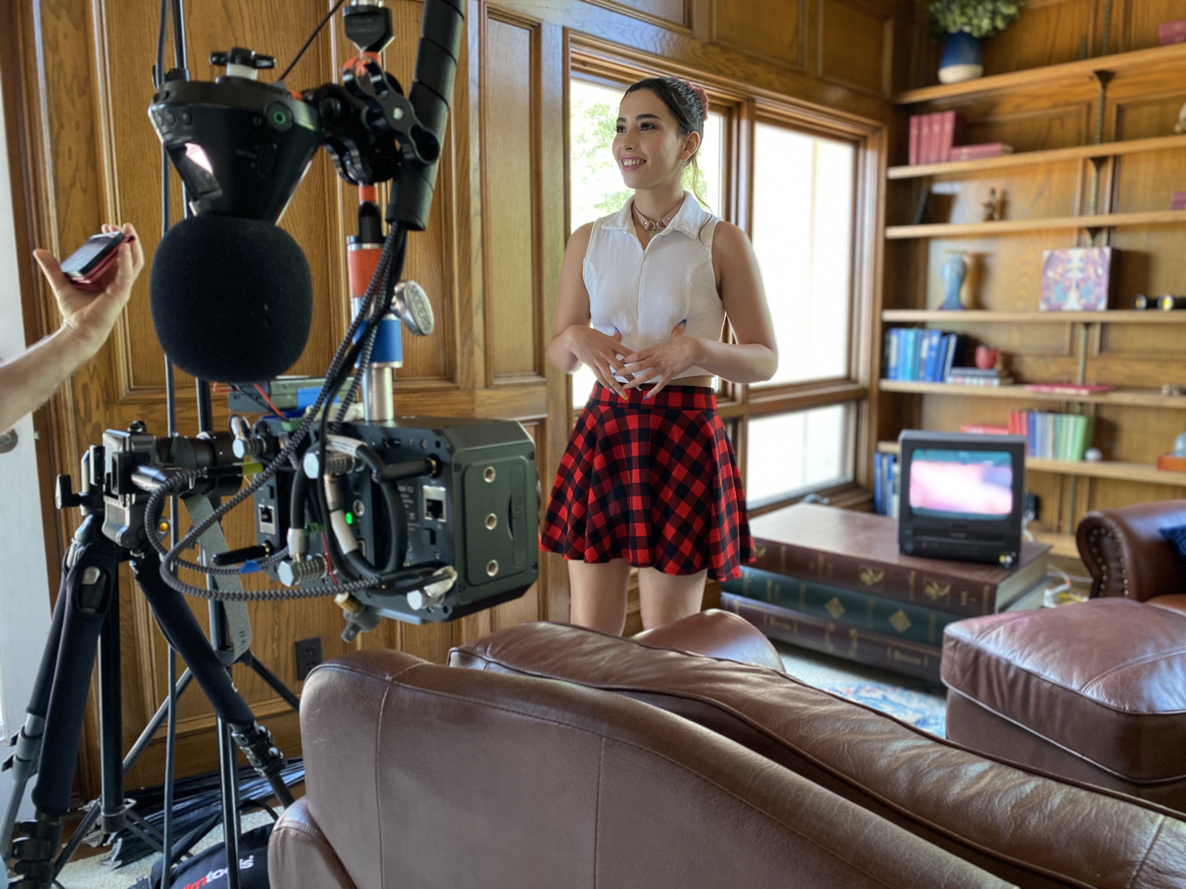 On set with Aria Lee for SLR Originals VR scene | Scrolller