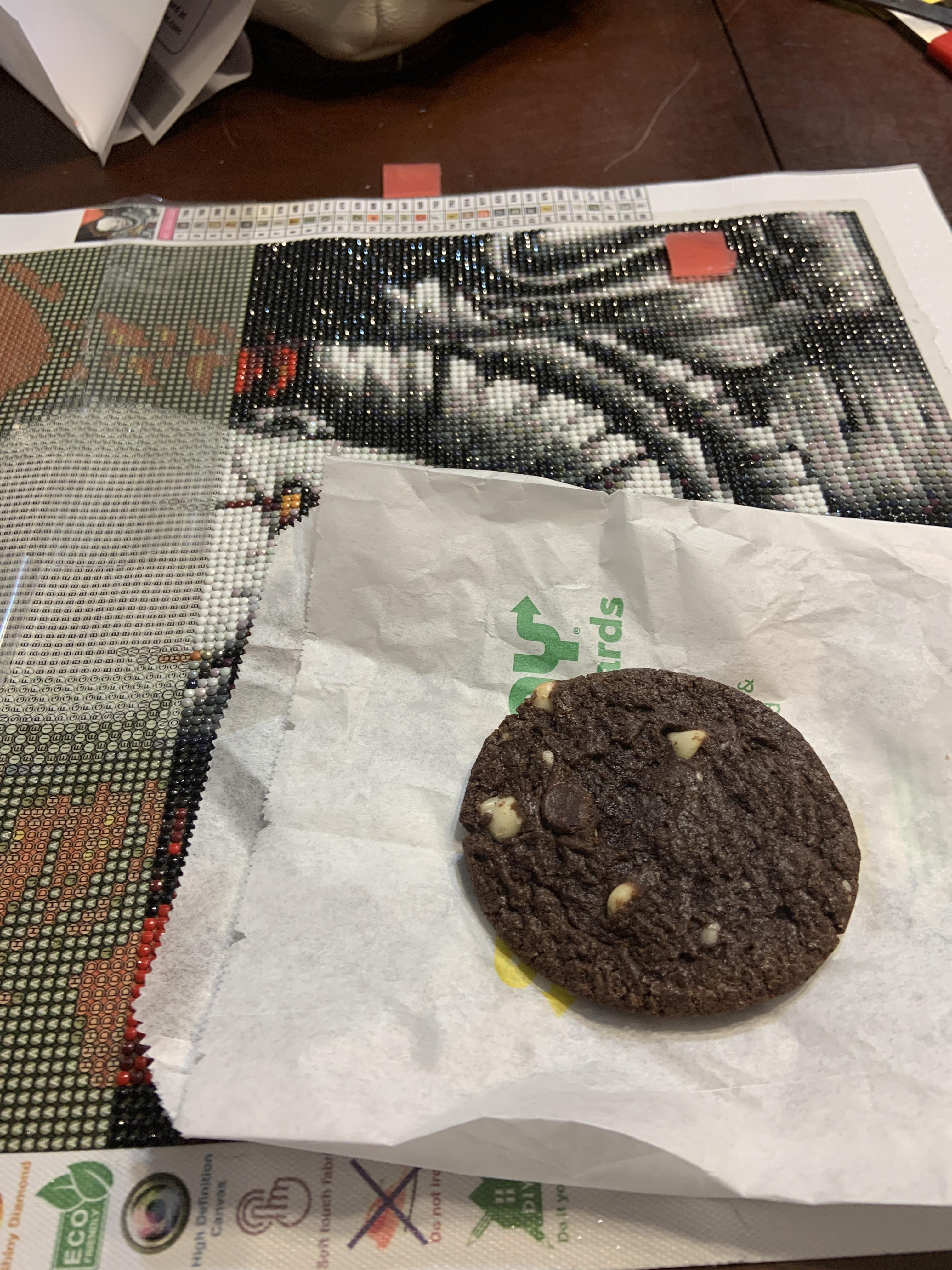 one-1-subway-double-chocolate-chip-cookie-from-6-hours-ago-along-with-my-pennywise-diamond-art