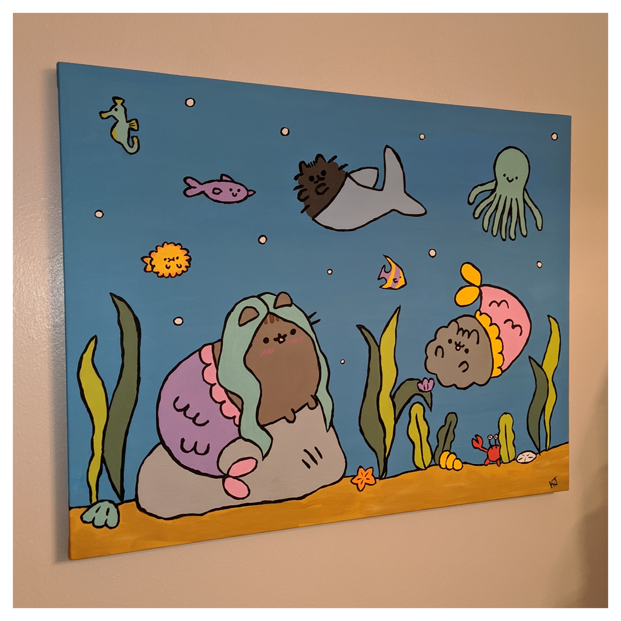 Painting I made for my daughters' Pusheen theme bathroom! | Scrolller