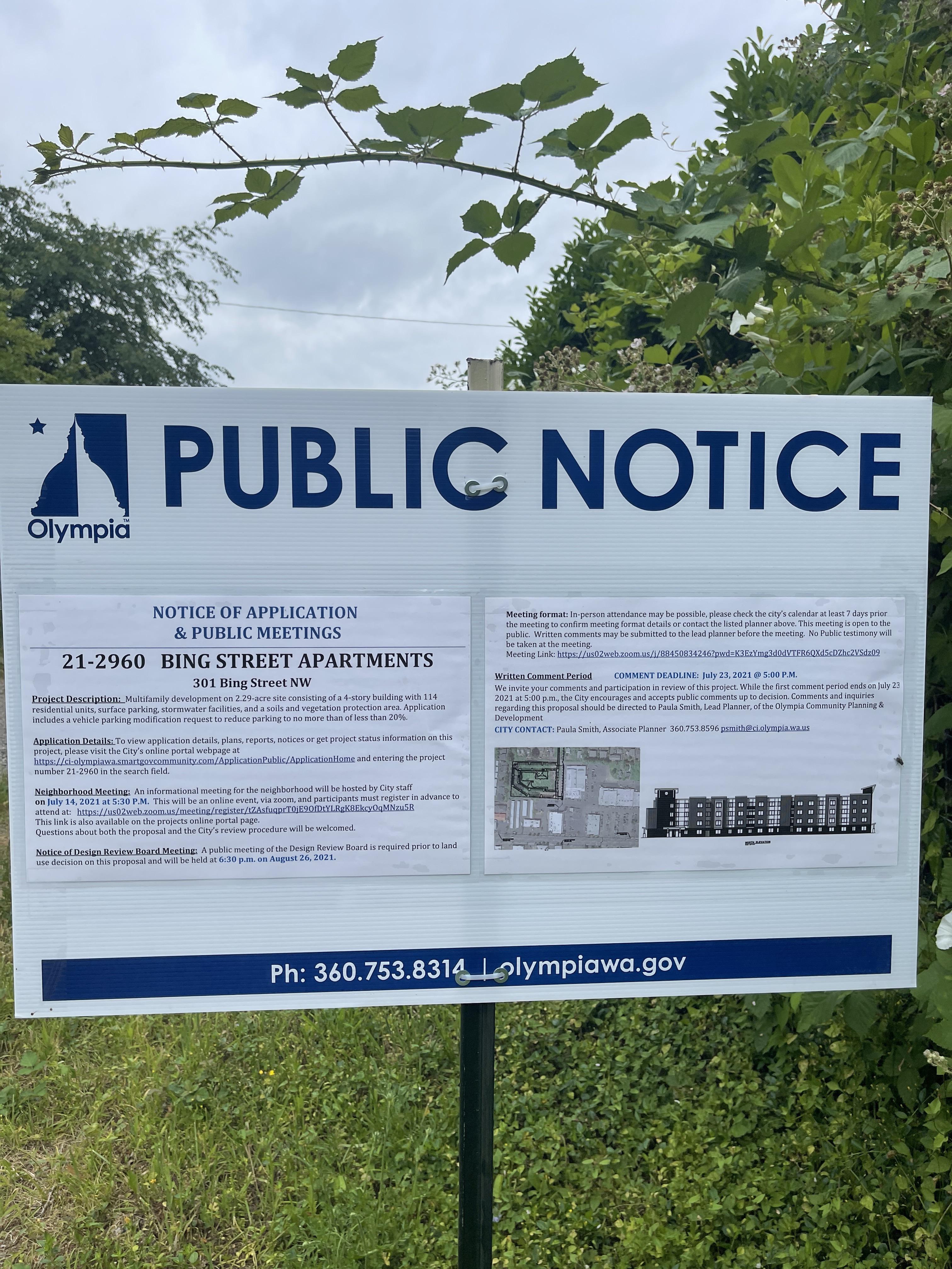 Public Notice 4 story apartment building under consideration. Scrolller