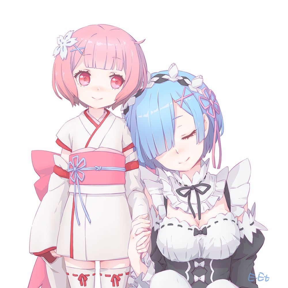 Rem holding smol Ram's hand Scrolller