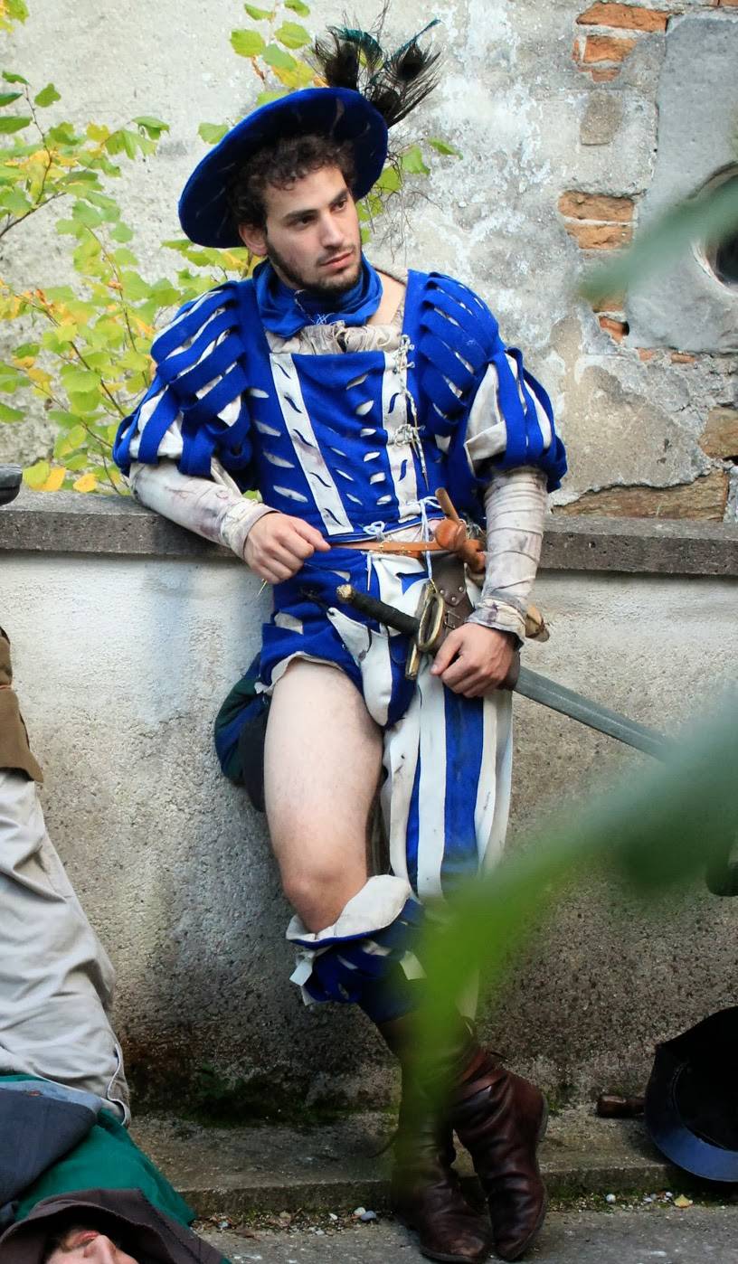 Renaissance reenactor portraying a landsknecht- a Germanic mercenary ...