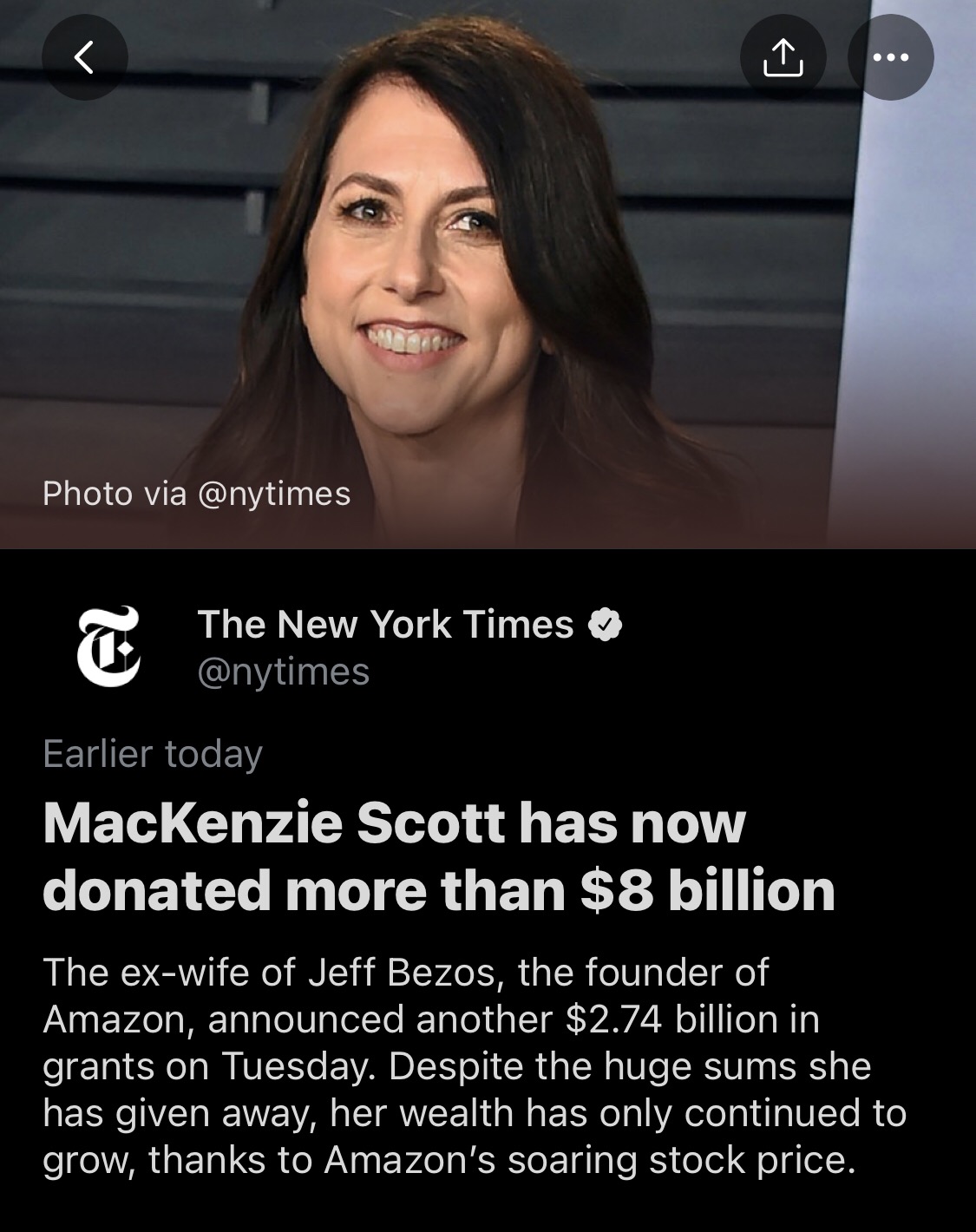 Richest woman via divorce has gained more money despite donating 8