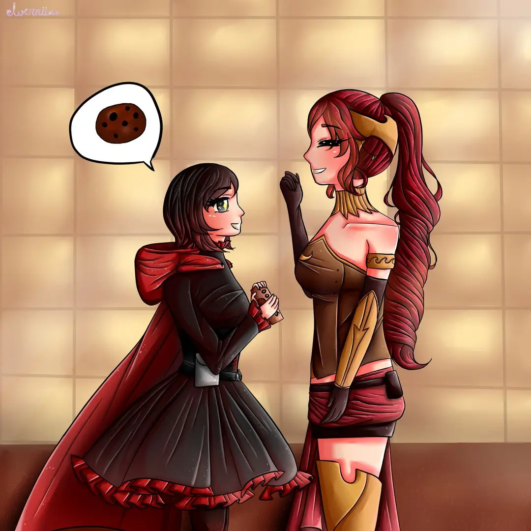Ruby introducing Pyrrha to the wonder of cookies [Elverniia] | Scrolller