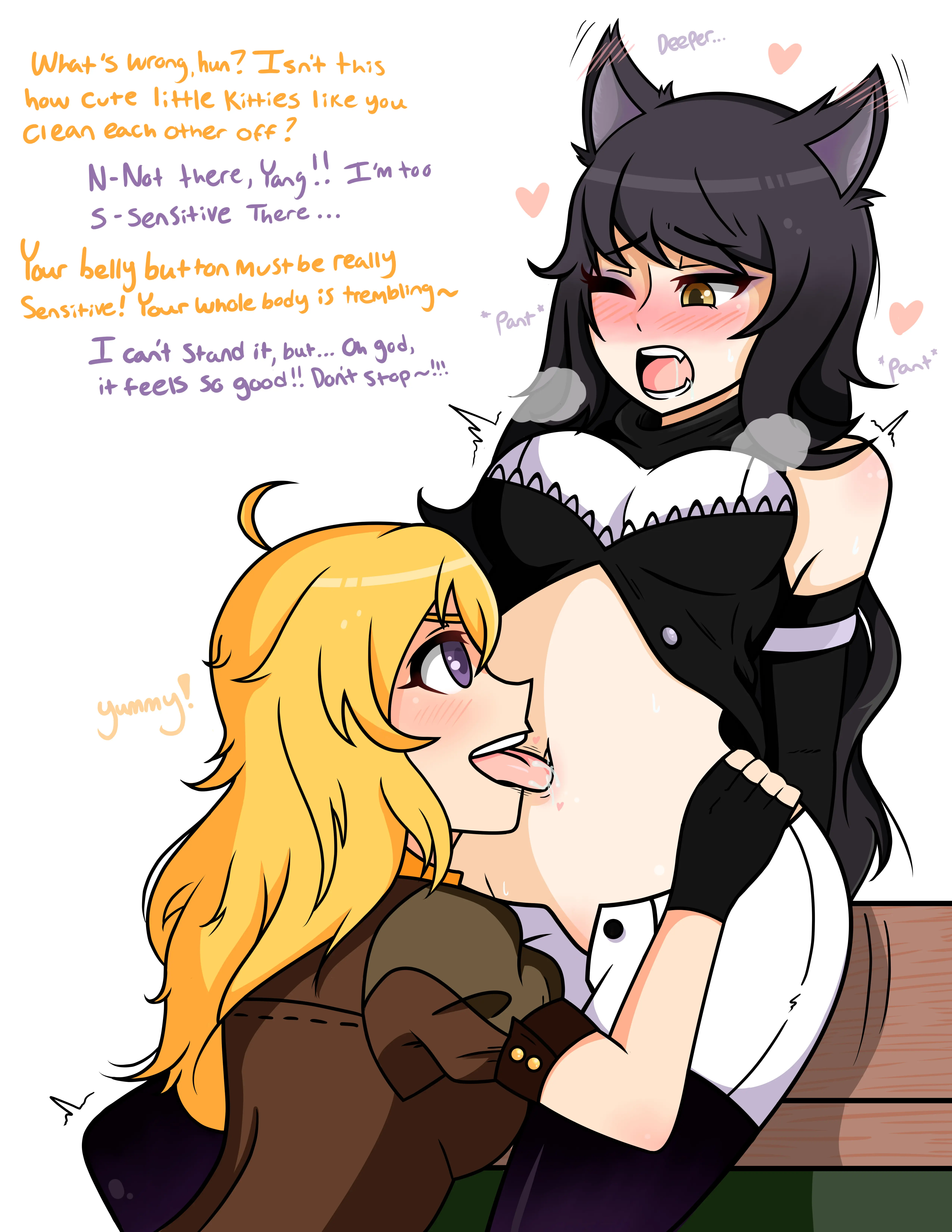 RWBY - Yang Licks Blake's Belly Button~