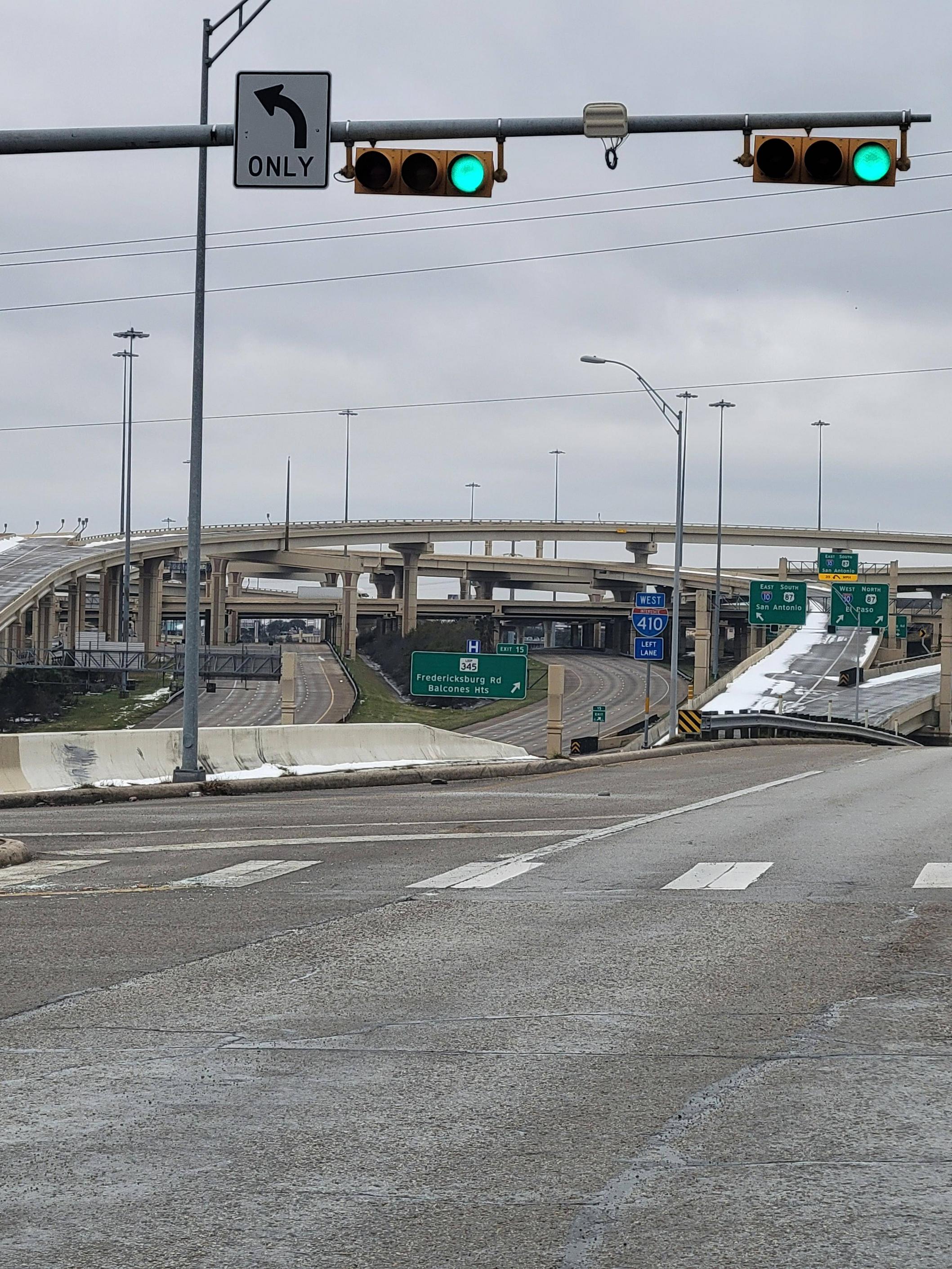 San Antonio freeway during Texas freeze Scrolller