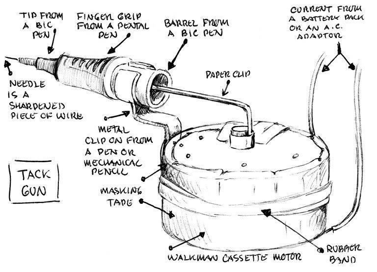 Schematics for prison tattoo gun to show how simple they are to make