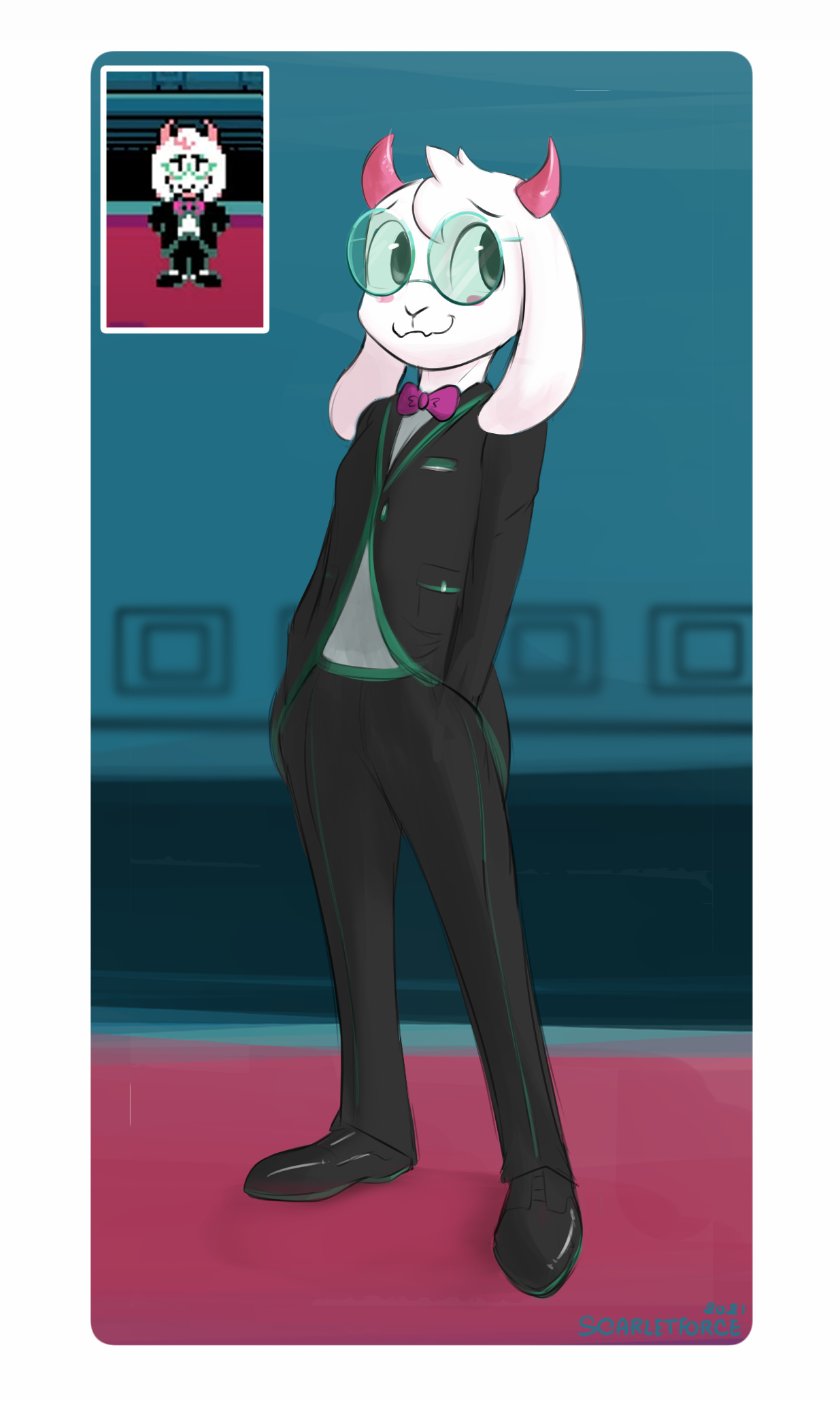 Sketch of Ralsei in a suit cause I loved that part | Scrolller
