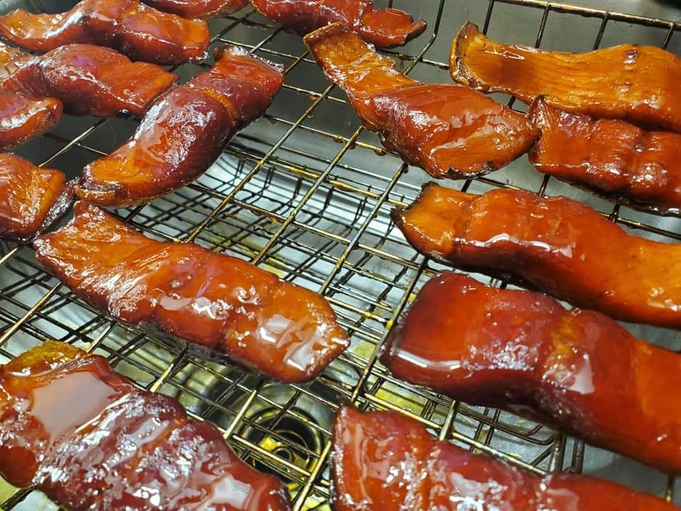 Smoked salmon steaks, fresh caught. Scrolller